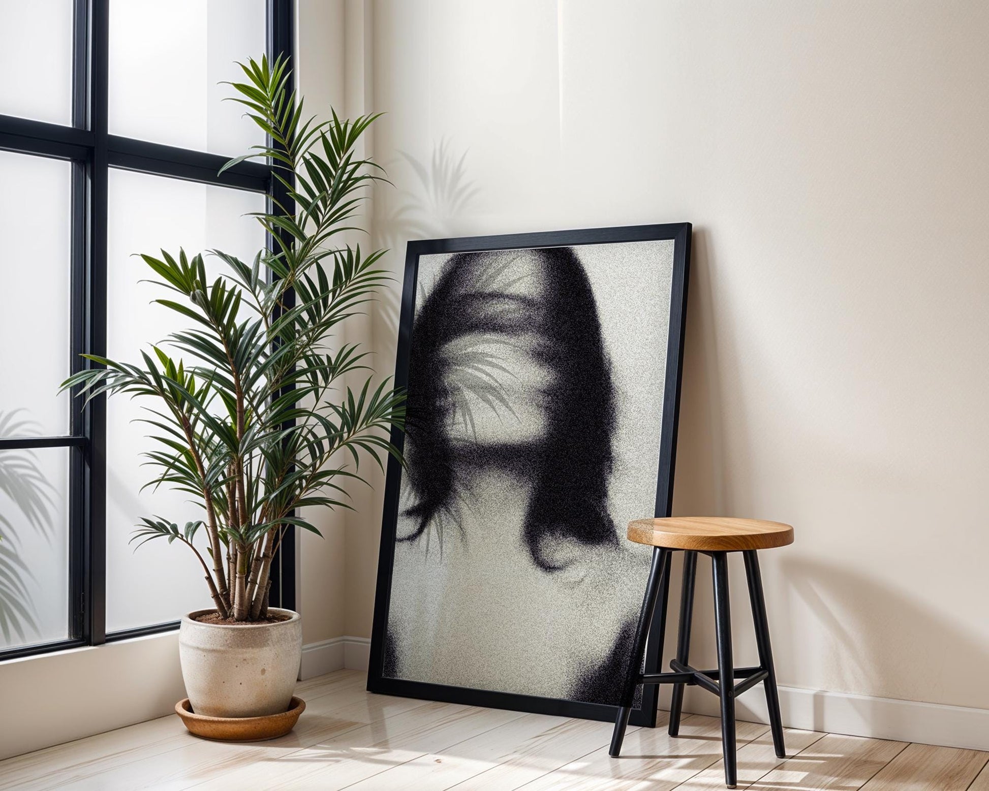 Minimal Wall Art Abstract Motion Blur Portrait | Black And White Grainy Poster abstract wall art print, geometric minimalist poster, modern Scandinavian decor, Monohaus