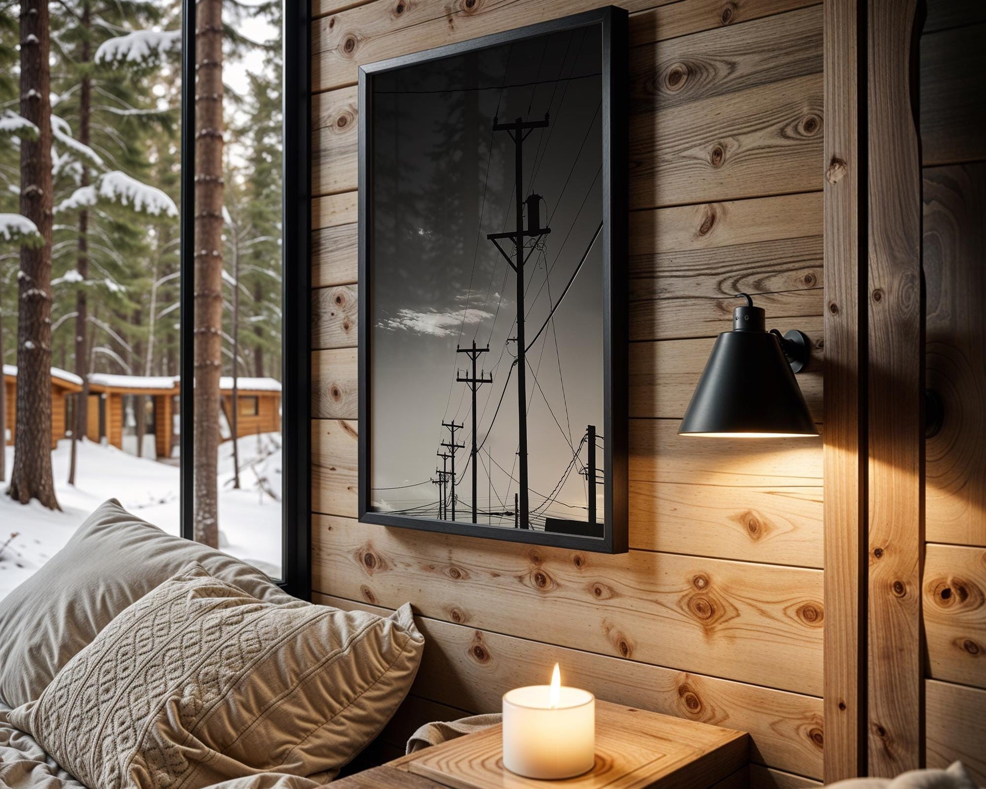 Urban Photography | Power Lines Print | Black and White Photography, Industrial Decor abstract wall art print, geometric minimalist poster, modern Scandinavian decor, Monohaus