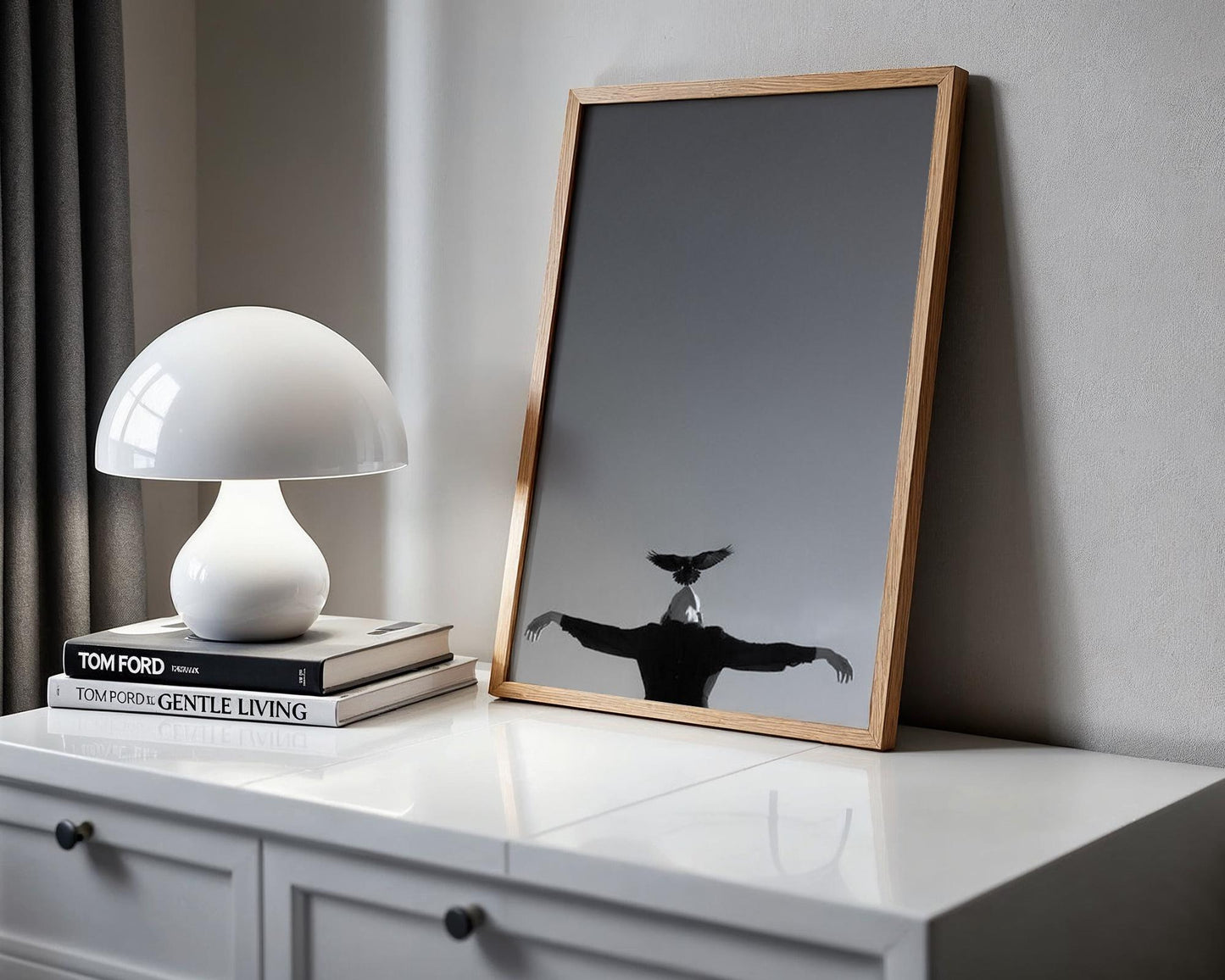 Woman with Bird Photography Print | Minimalist Black and White Wall Art wall art print, minimalist black and white poster, modern Scandinavian wall decor, Monohaus