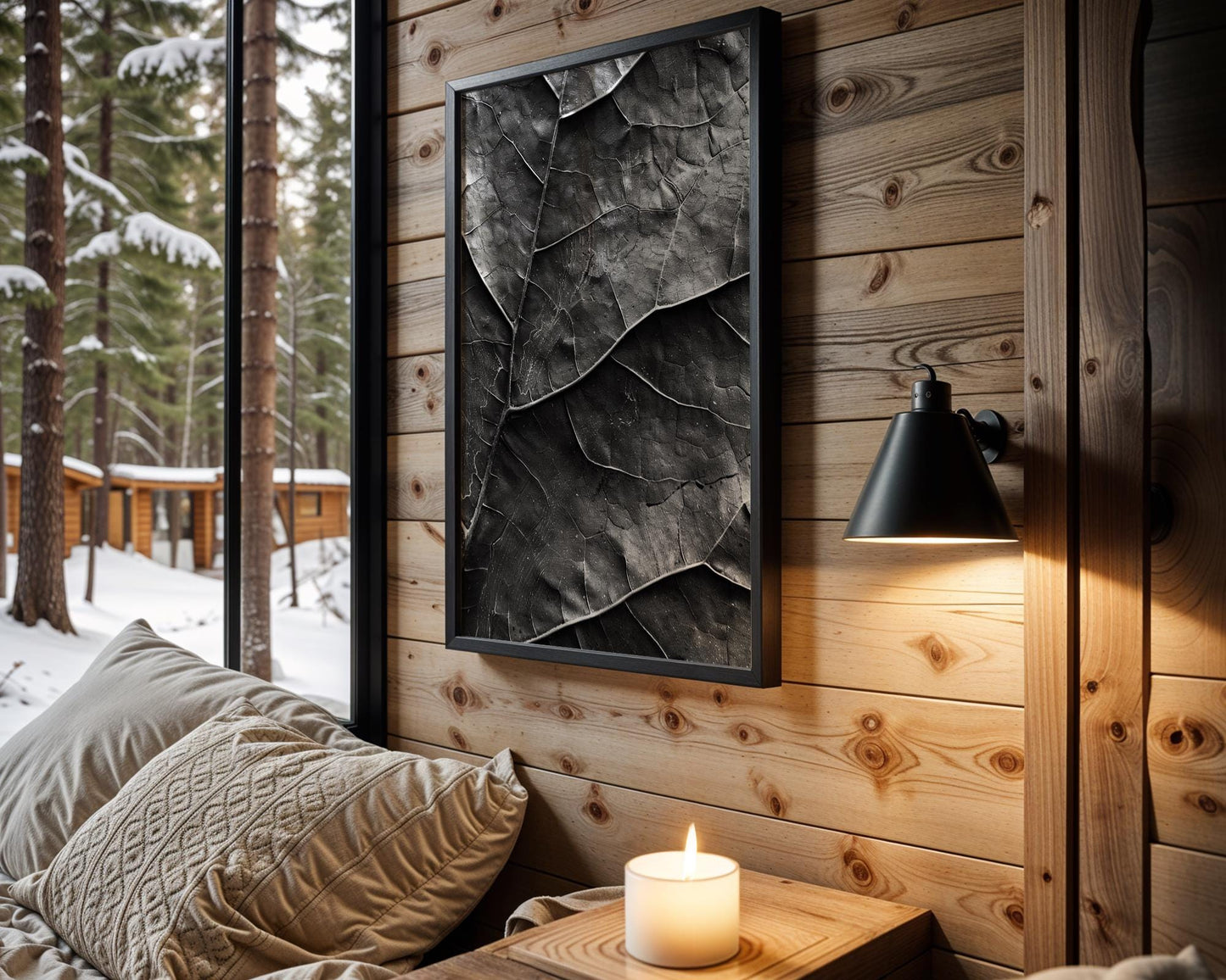 Botanical Photo | Dark  Leaf Print | Moody Macro Veins Photography wall art print, minimalist black and white poster, modern Scandinavian wall decor, Monohaus