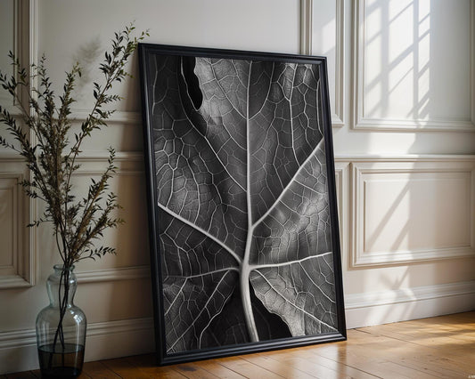 Botanical Photo | Black and White Leaf Vein Print | Abstract  Photography abstract wall art print, geometric minimalist poster, modern Scandinavian decor, Monohaus