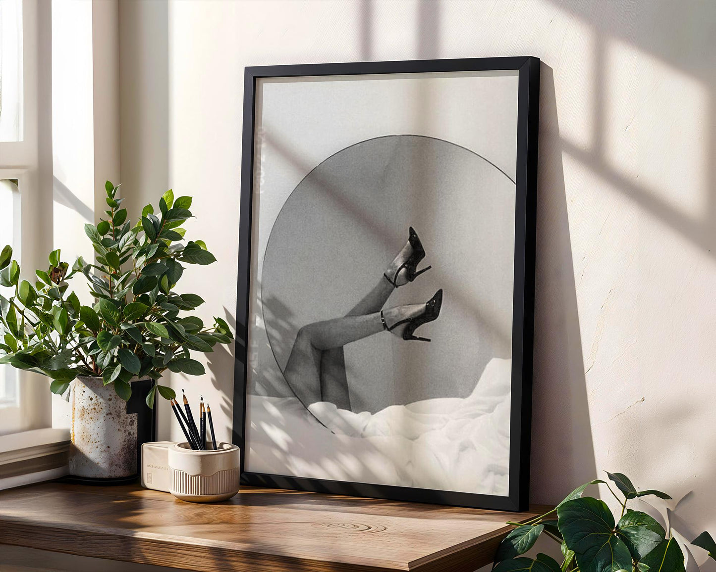 Designer Wall Art | Heels Reflection Print | Black and White Glamour Photography wall art print, minimalist black and white poster, modern Scandinavian wall decor, Monohaus