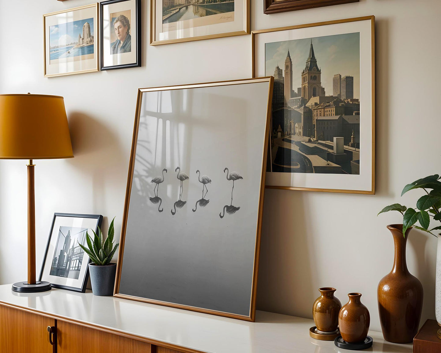 Wildlife Poster | Flamingo Reflection Print | Minimalist Black & White Fine Art wall art print, minimalist black and white poster, modern Scandinavian wall decor, Monohaus