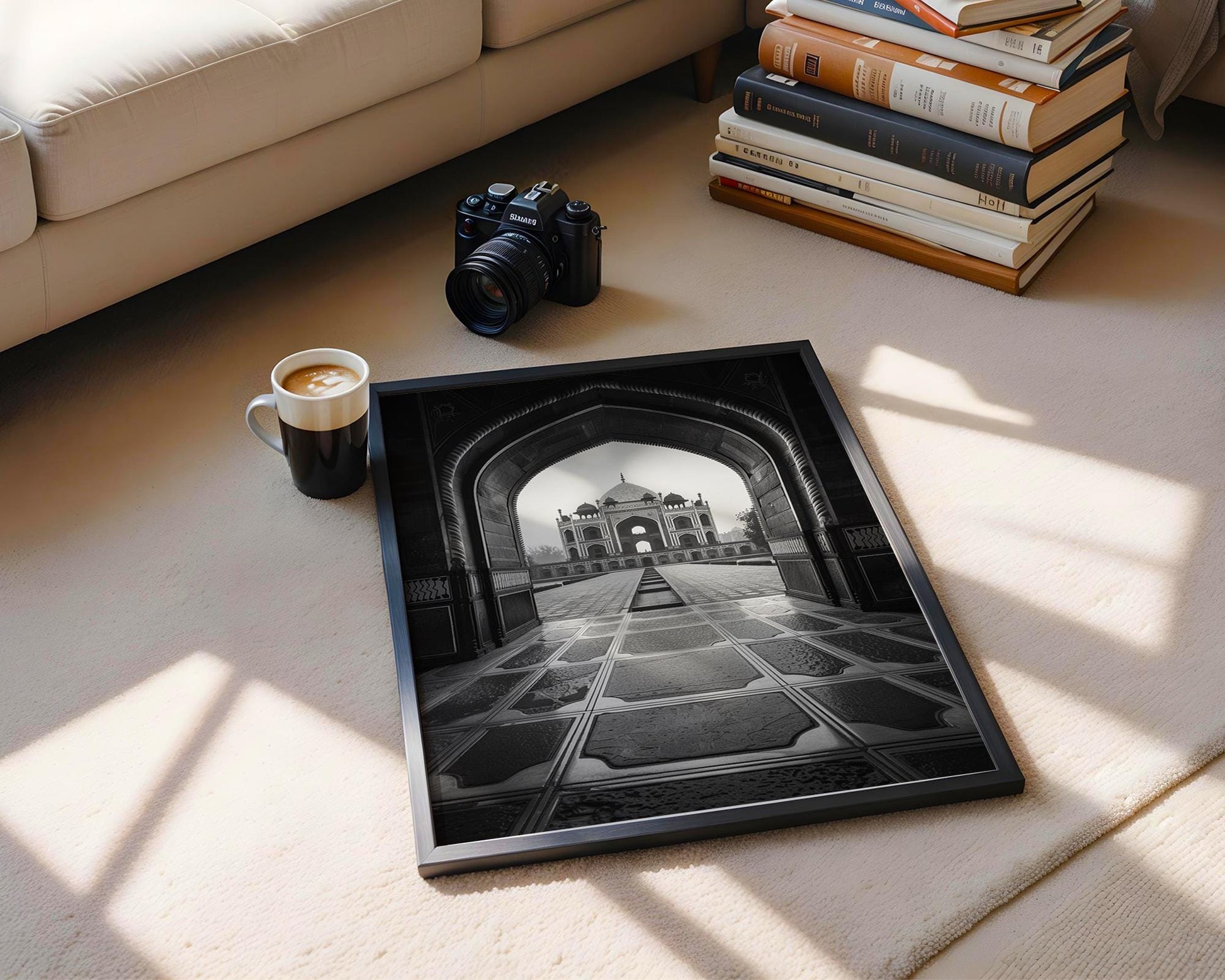 World Landmark | Humayun’s Tomb Archway Print | Black & White Delhi Photography wall art print, minimalist black and white poster, modern Scandinavian wall decor, Monohaus