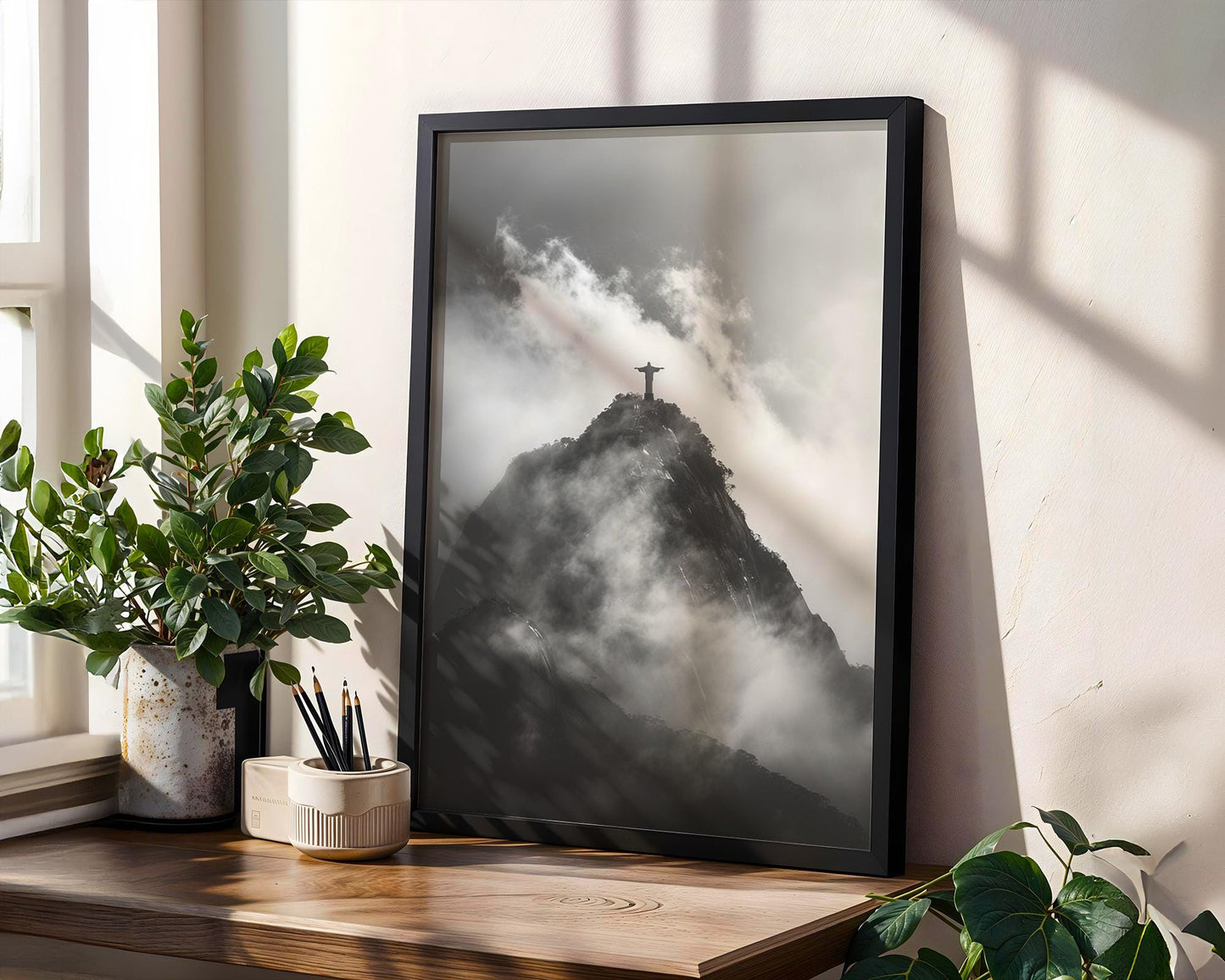 World Landmark | Christ the Redeemer Print | Rio de Janeiro, Brazil Black and White Photography wall art print, minimalist black and white poster, modern Scandinavian wall decor, Monohaus