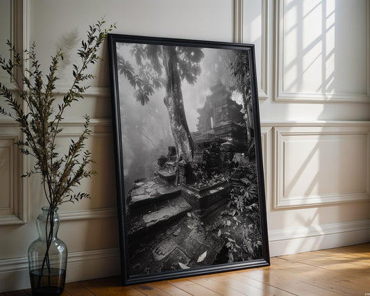 World Landmark | Ta Prohm Temple Print | Angkor, Cambodia Black & White Photography wall art print, minimalist black and white poster, modern Scandinavian wall decor, Monohaus