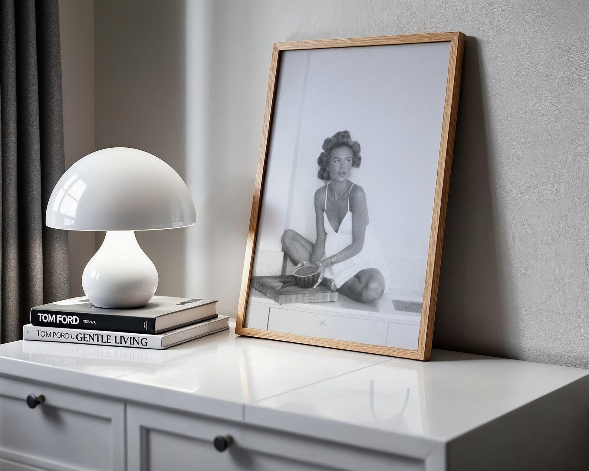 Designer Wall Art | Vintage Glamour Girl Print | Black and White Retro Fashion Photography wall art print, minimalist black and white poster, modern Scandinavian wall decor, Monohaus