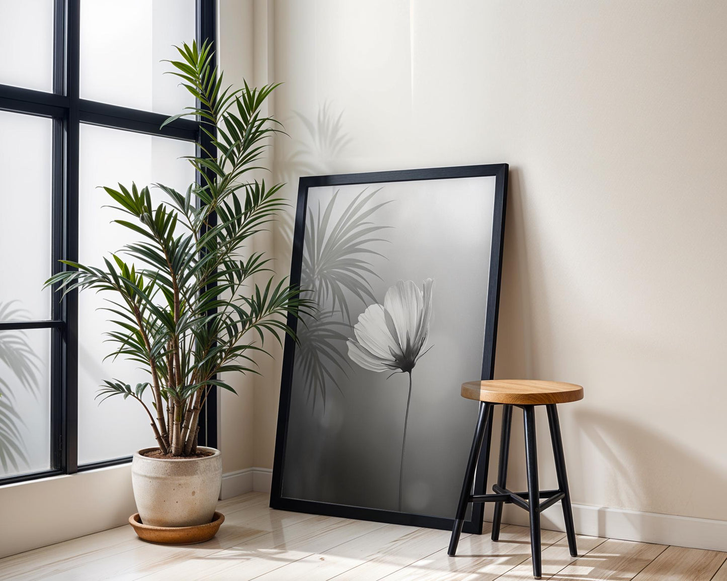 Botanical Photo | Minimalist Flower Art Print | Black and White  Poster wall art print, minimalist black and white poster, modern Scandinavian wall decor, Monohaus
