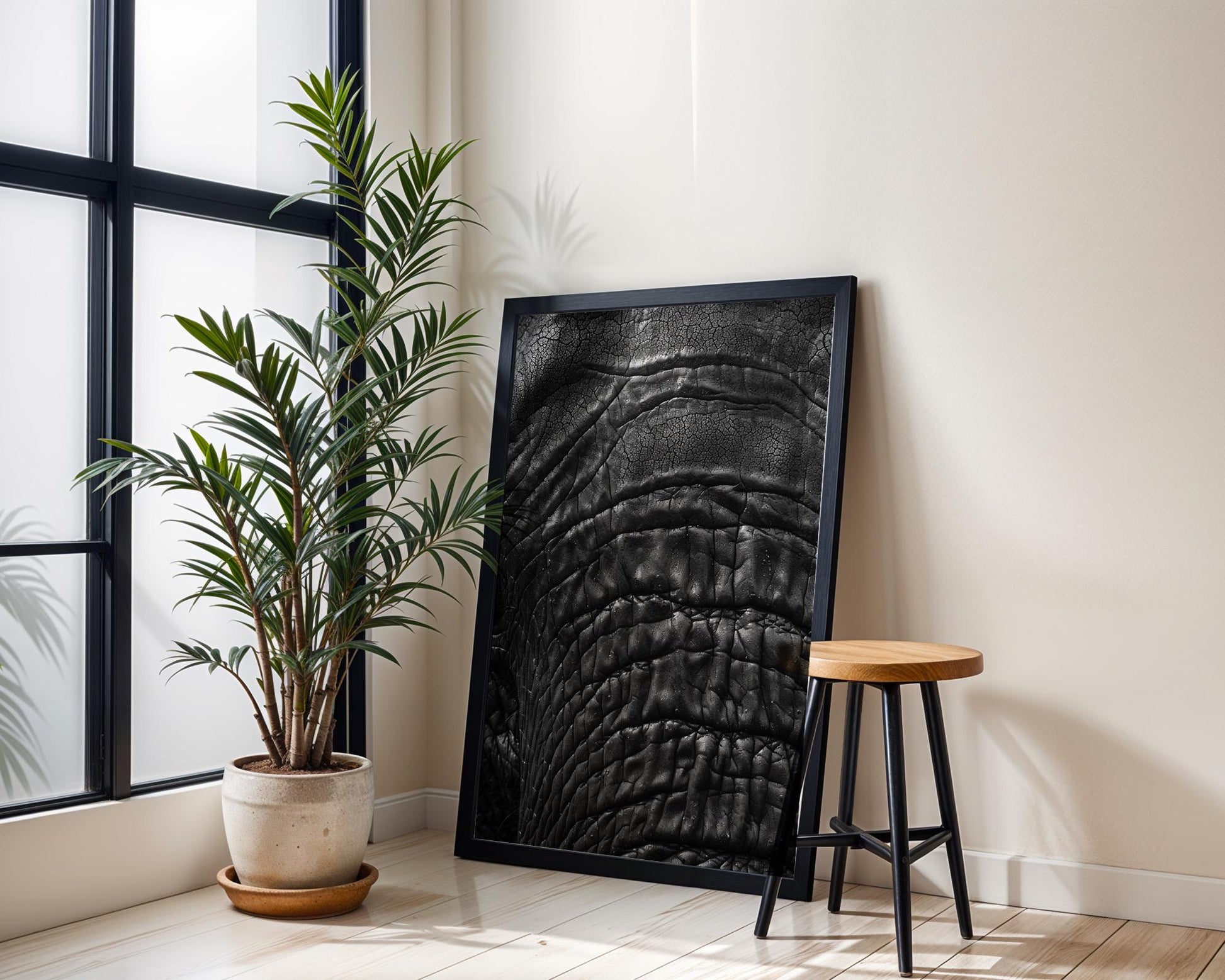 Wildlife Poster | Minimalist Elephant Trunk Texture Print | Black & White Safari Photography wall art print, minimalist black and white poster, modern Scandinavian wall decor, Monohaus