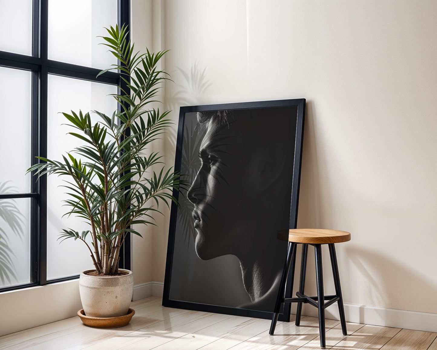 Minimal Wall Art | Black and White Male Portrait |  Monochrome Photography wall art print, minimalist black and white poster, modern Scandinavian wall decor, Monohaus