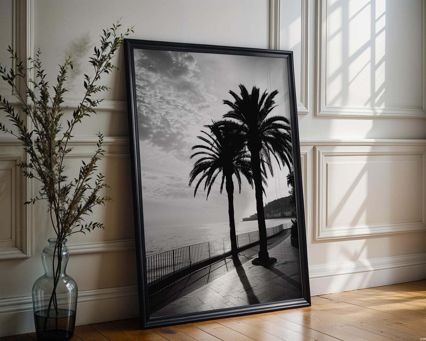 World Landmark | Santa Monica Pier Print | Black and White Coastal Photography wall art print, minimalist black and white poster, modern Scandinavian wall decor, Monohaus