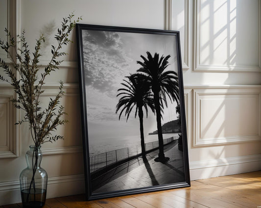 World Landmark | Santa Monica Pier Print | Black and White Coastal Photography wall art print, minimalist black and white poster, modern Scandinavian wall decor, Monohaus