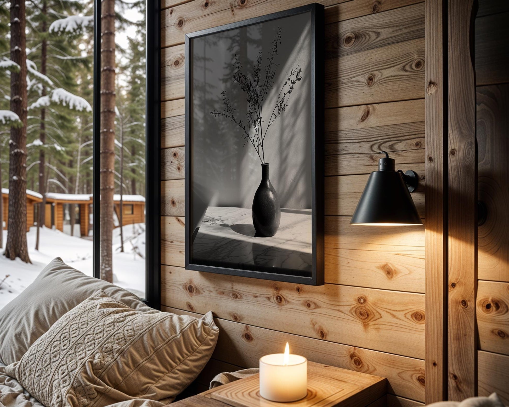 Minimal Wall Art Minimalist Botanical Print | Black and White Vase Photography wall art print, minimalist black and white poster, modern Scandinavian wall decor, Monohaus