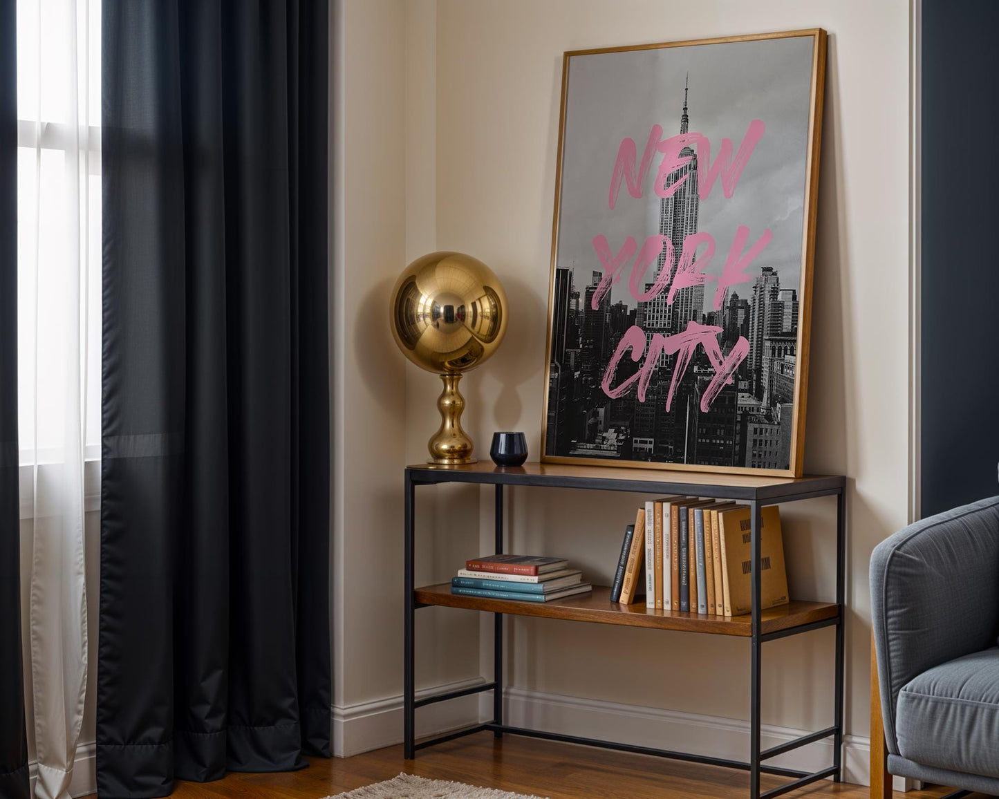 Designer Wall Art | New York City Skyline Print | Empire State Building wall art print, black and white architectural poster, minimalist modern Scandinavian wall decor, Monohaus