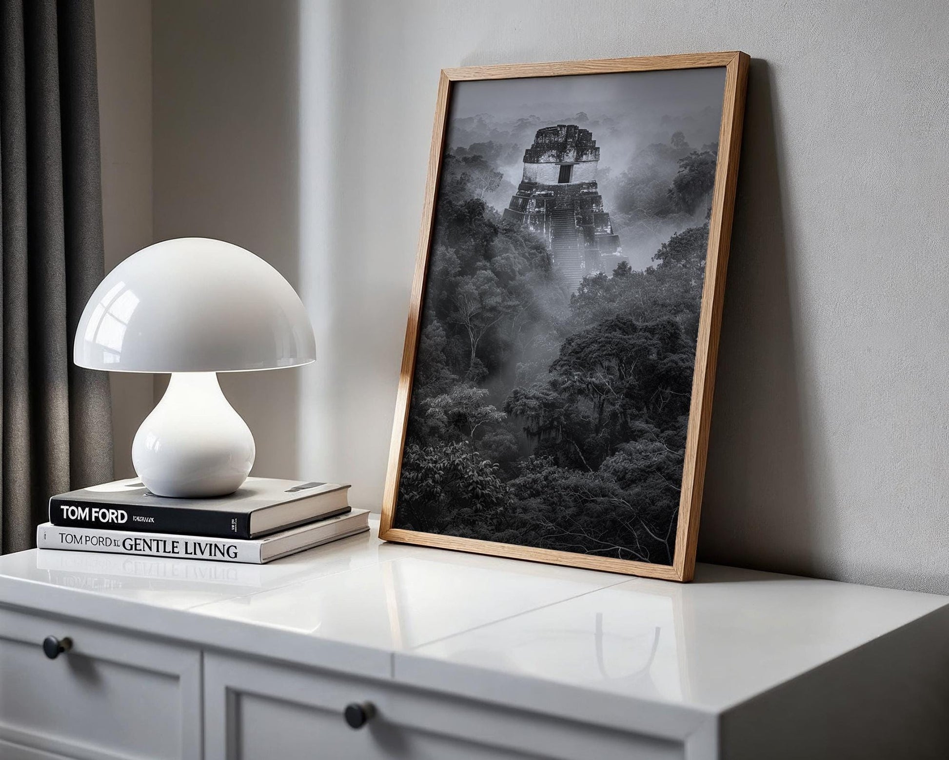 World Landmark | Tikal Temple Black and White Photography | Guatemala Jungle Art Print wall art print, minimalist black and white poster, modern Scandinavian wall decor, Monohaus