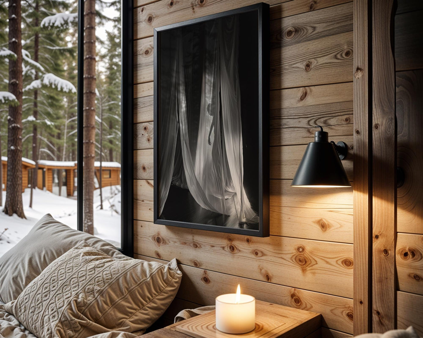 Minimal Wall Art Abstract Fabric Drape Print | Black & White Minimalist Photography abstract wall art print, geometric minimalist poster, modern Scandinavian decor, Monohaus