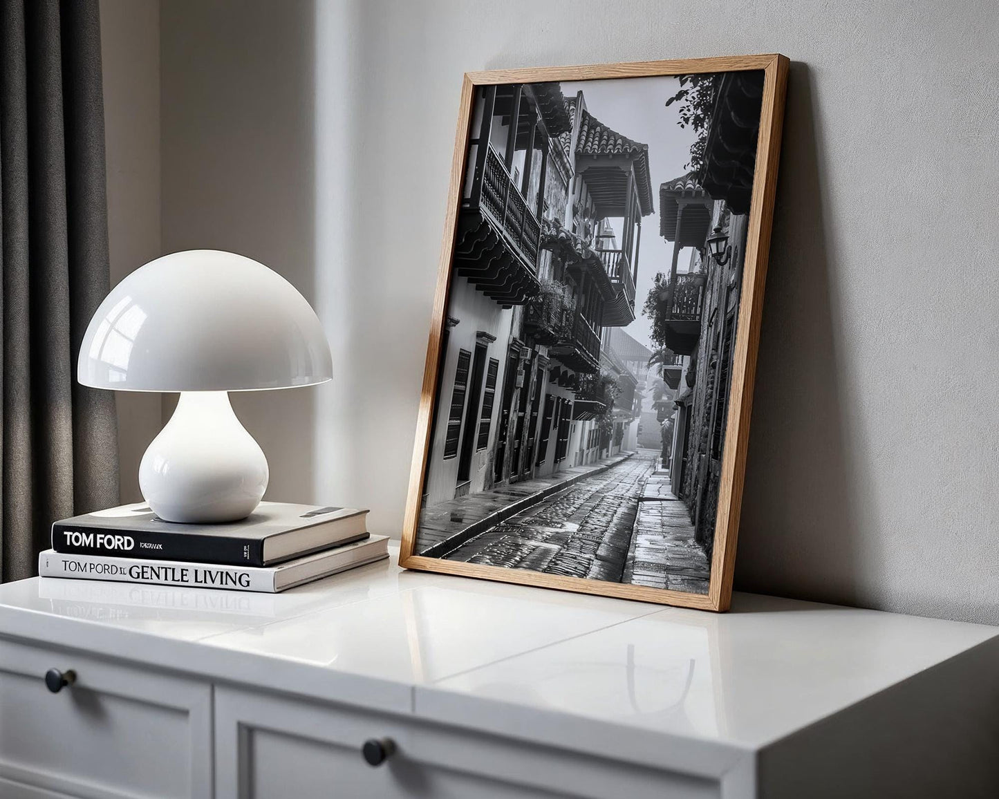 World Landmark | Cartagena Balconies Print | Black and White Colombia Architecture (Wall Art)