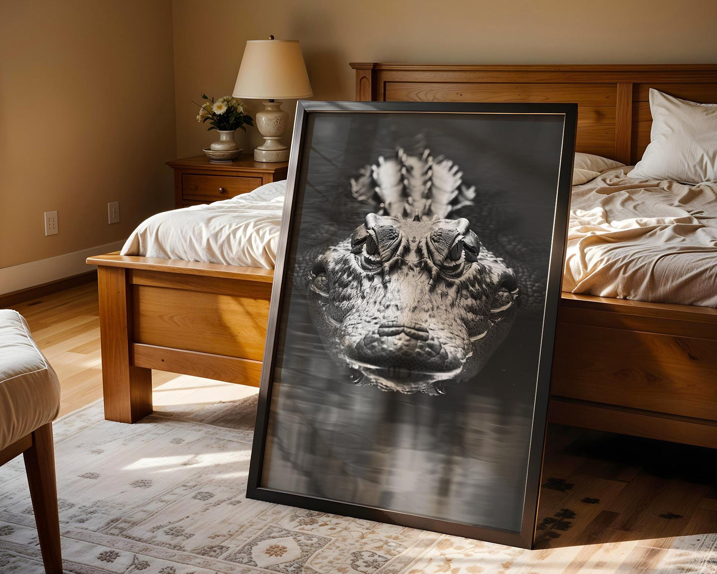 Wildlife Poster | Crocodile Photography Print | Minimalist Black & White Animal Wall Art wall art print, minimalist black and white poster, modern Scandinavian wall decor, Monohaus