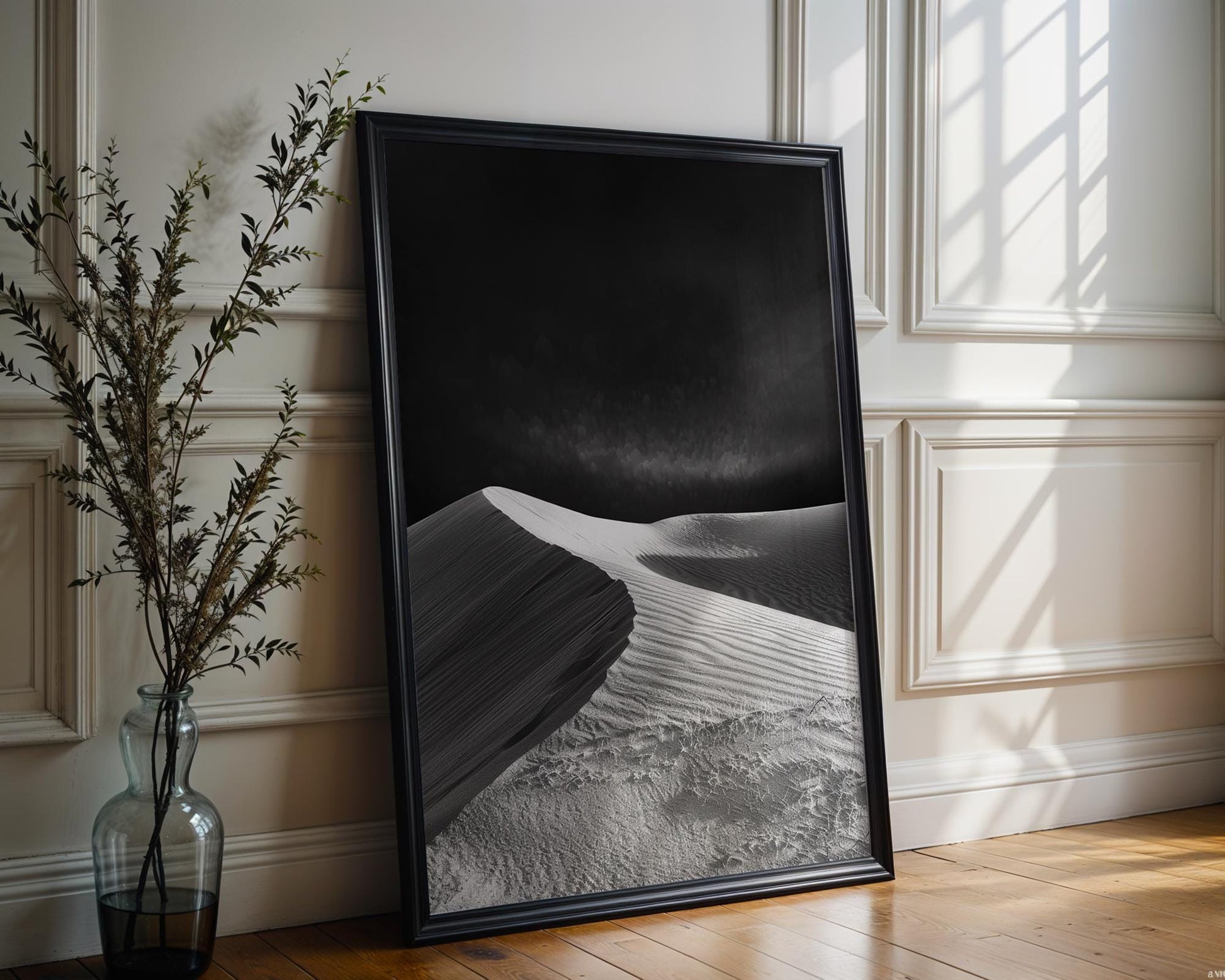 Botanical Photo | Minimalist Desert Dunes Print | Black and White Fine Art Photography wall art print, minimalist black and white poster, modern Scandinavian wall decor, Monohaus