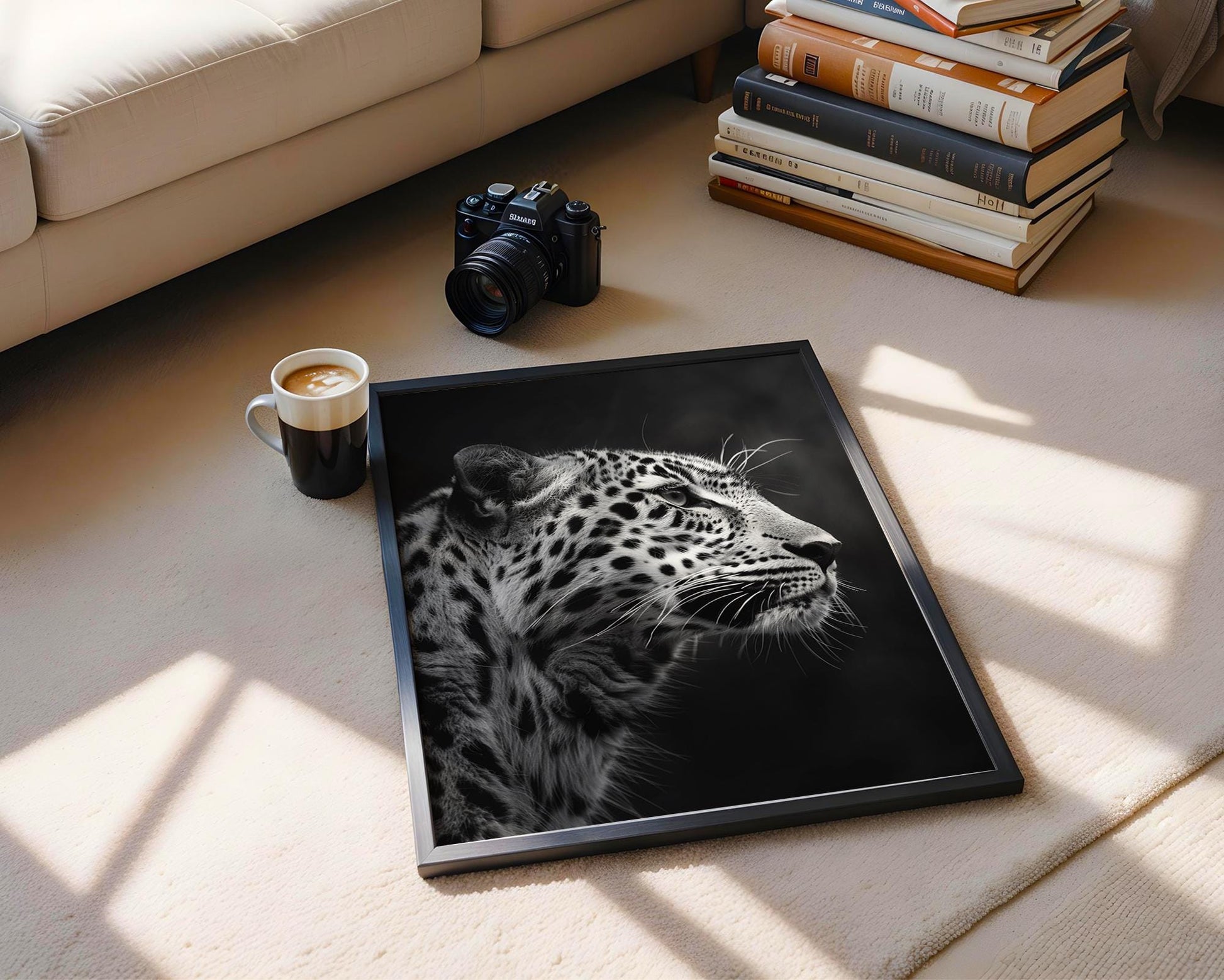 Wildlife Poster | Leopard Photography Print | Minimalist Black & White Art wall art print, minimalist black and white poster, modern Scandinavian wall decor, Monohaus