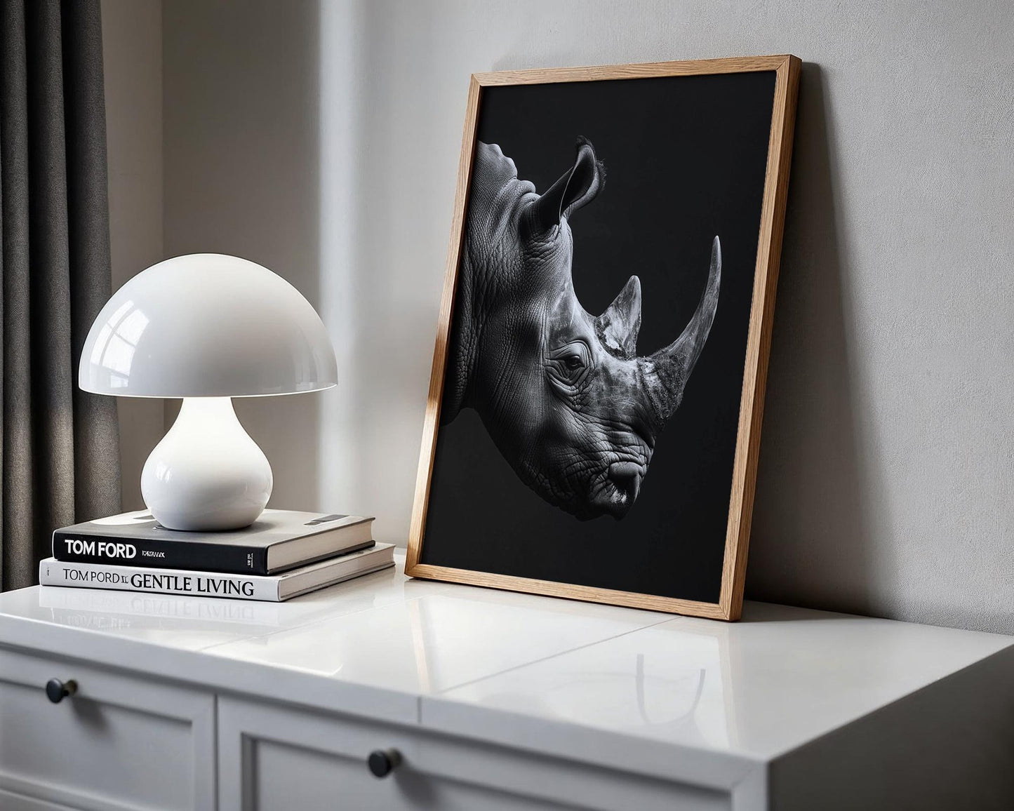 Wildlife Poster | Rhino Print | Minimalist Black & White Safari Photography wall art print, minimalist black and white poster, modern Scandinavian wall decor, Monohaus