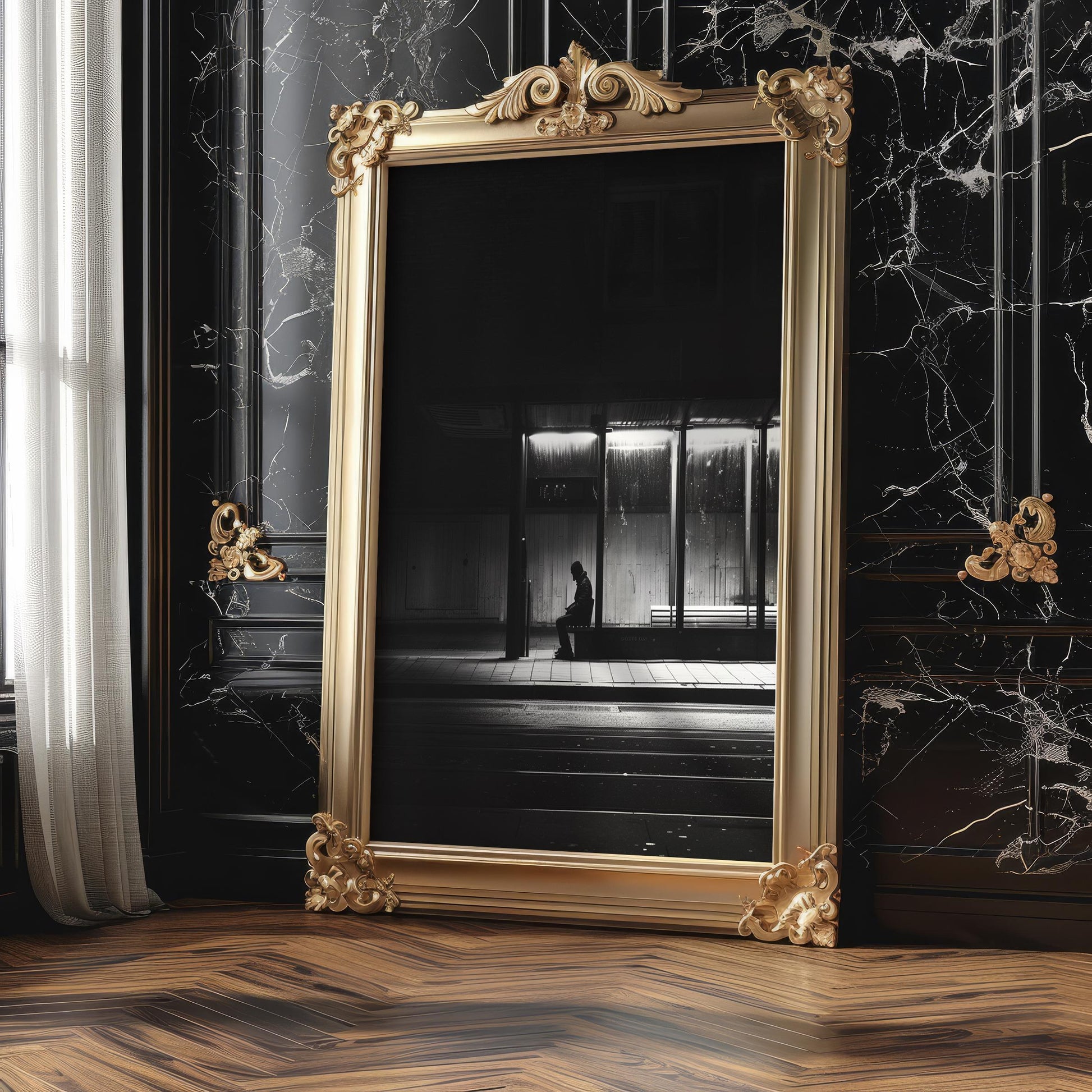 Black and White Urban Night Photography Print | Minimalist Wall Art black and white photo print, minimalist monochrome wall art poster for modern interiors, Monohaus