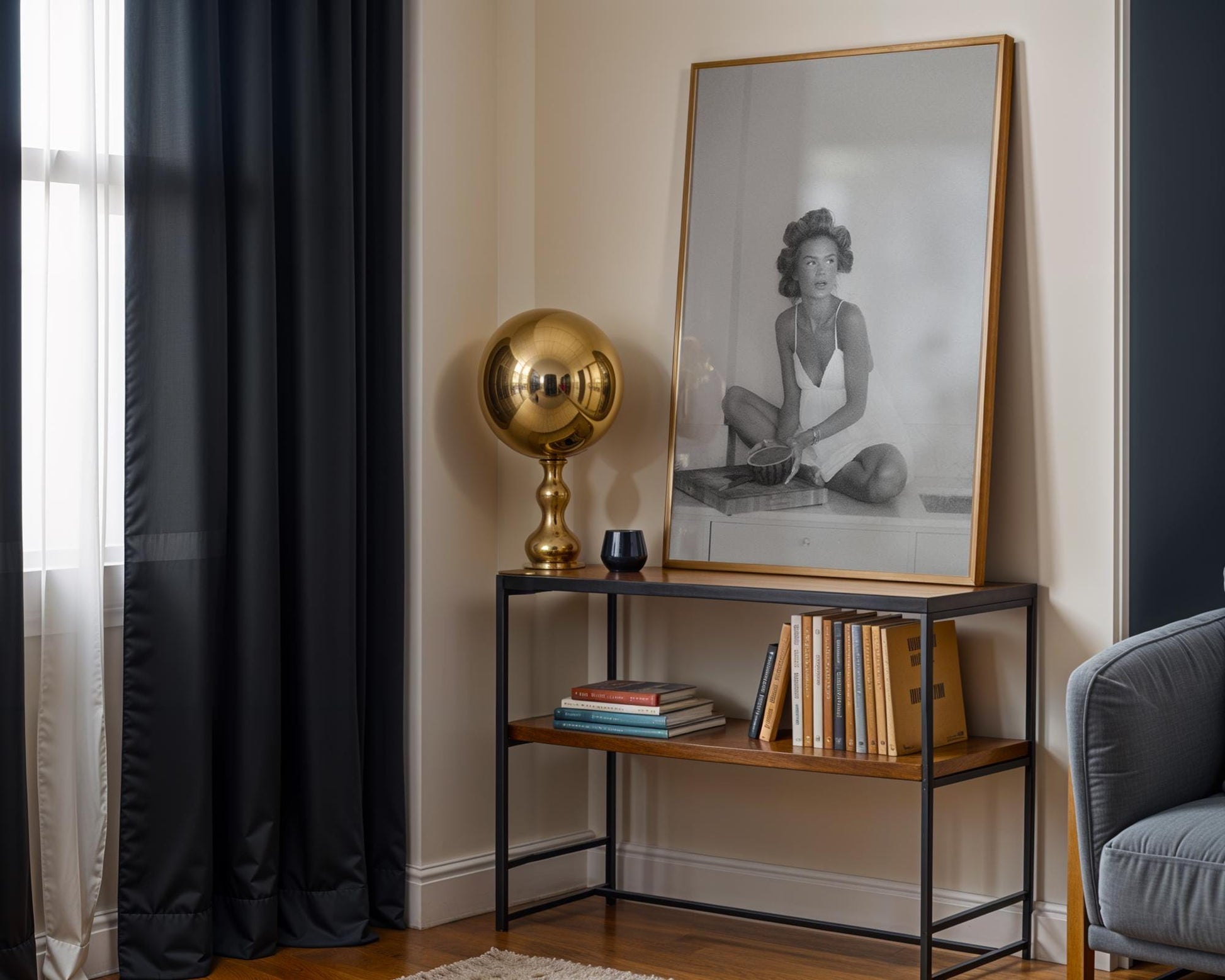 Designer Wall Art | Vintage Glamour Girl Print | Black and White Retro Fashion Photography wall art print, minimalist black and white poster, modern Scandinavian wall decor, Monohaus