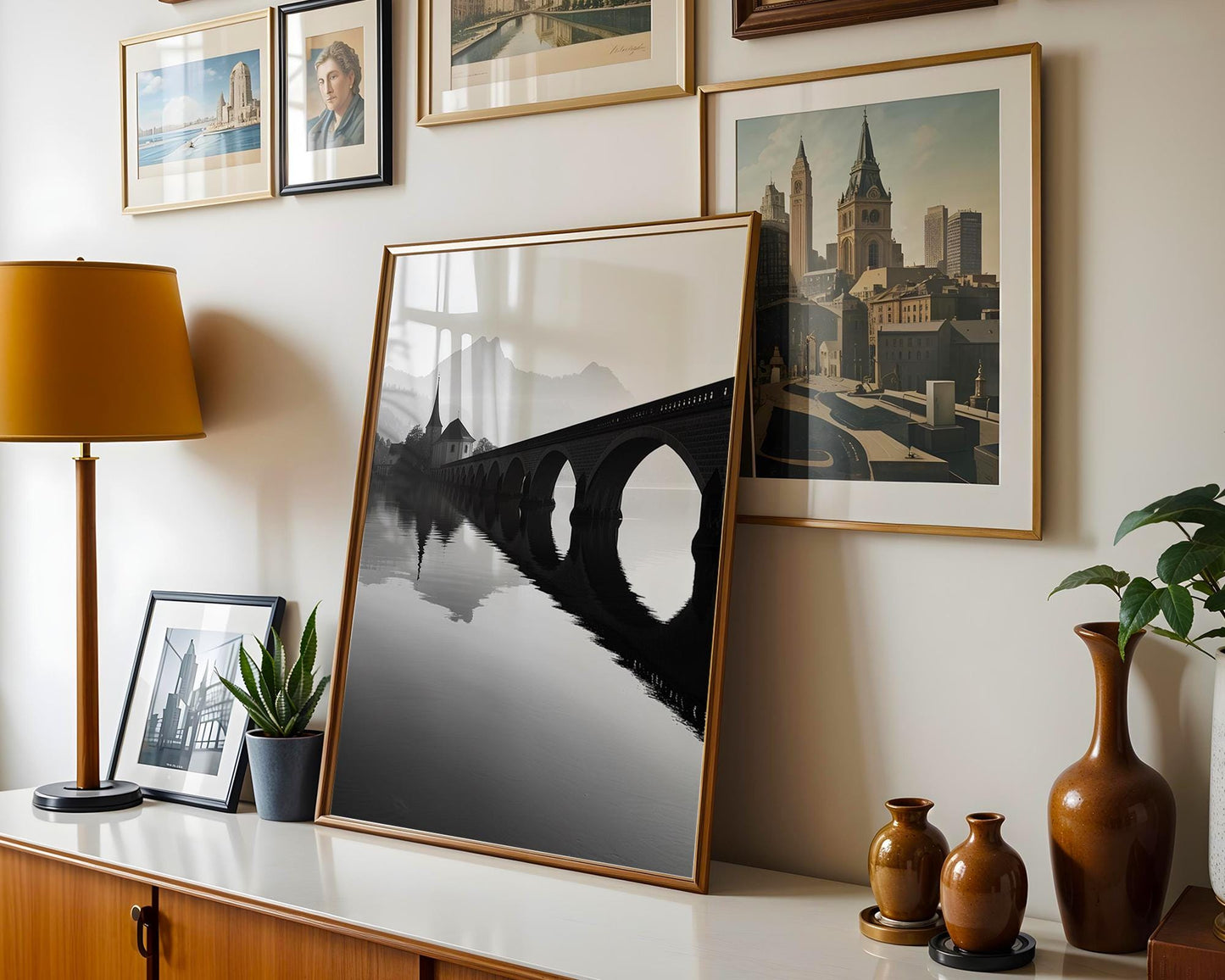 World Landmark | Lucerne Bridge Print | Swiss Black and White Photography, Minimalist Wall Art wall art print, minimalist black and white poster, modern Scandinavian wall decor, Monohaus