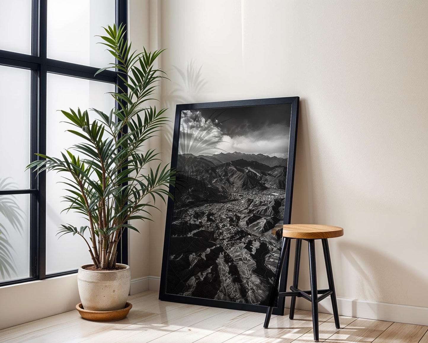 World Landmark | La Paz Bolivia Photography Print | Black and White Mountain Cityscape Wall Art