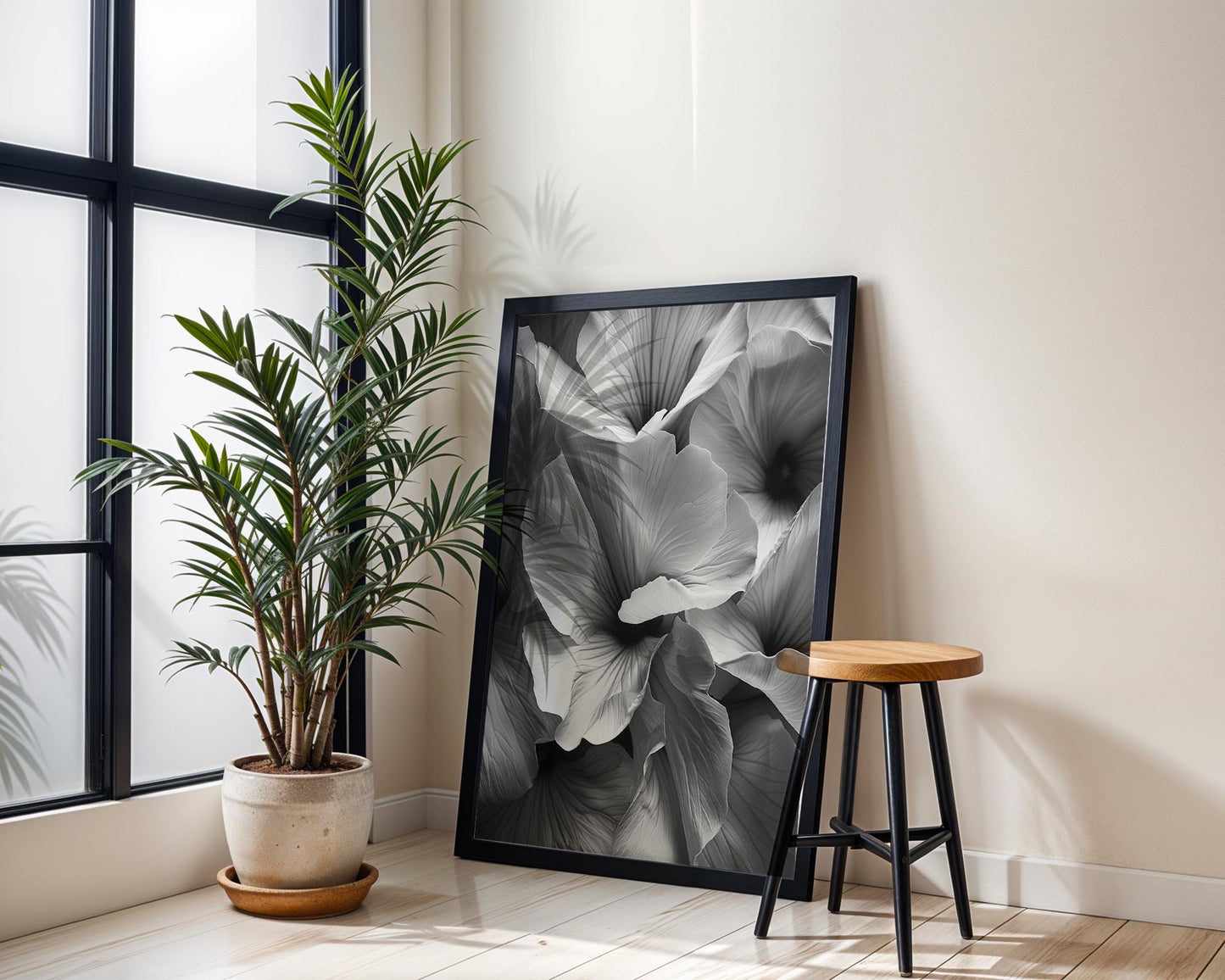 Botanical Photo | Floral Petals Print | Minimal Wall Art | Flower Poster wall art print, minimalist black and white poster, modern Scandinavian wall decor, Monohaus