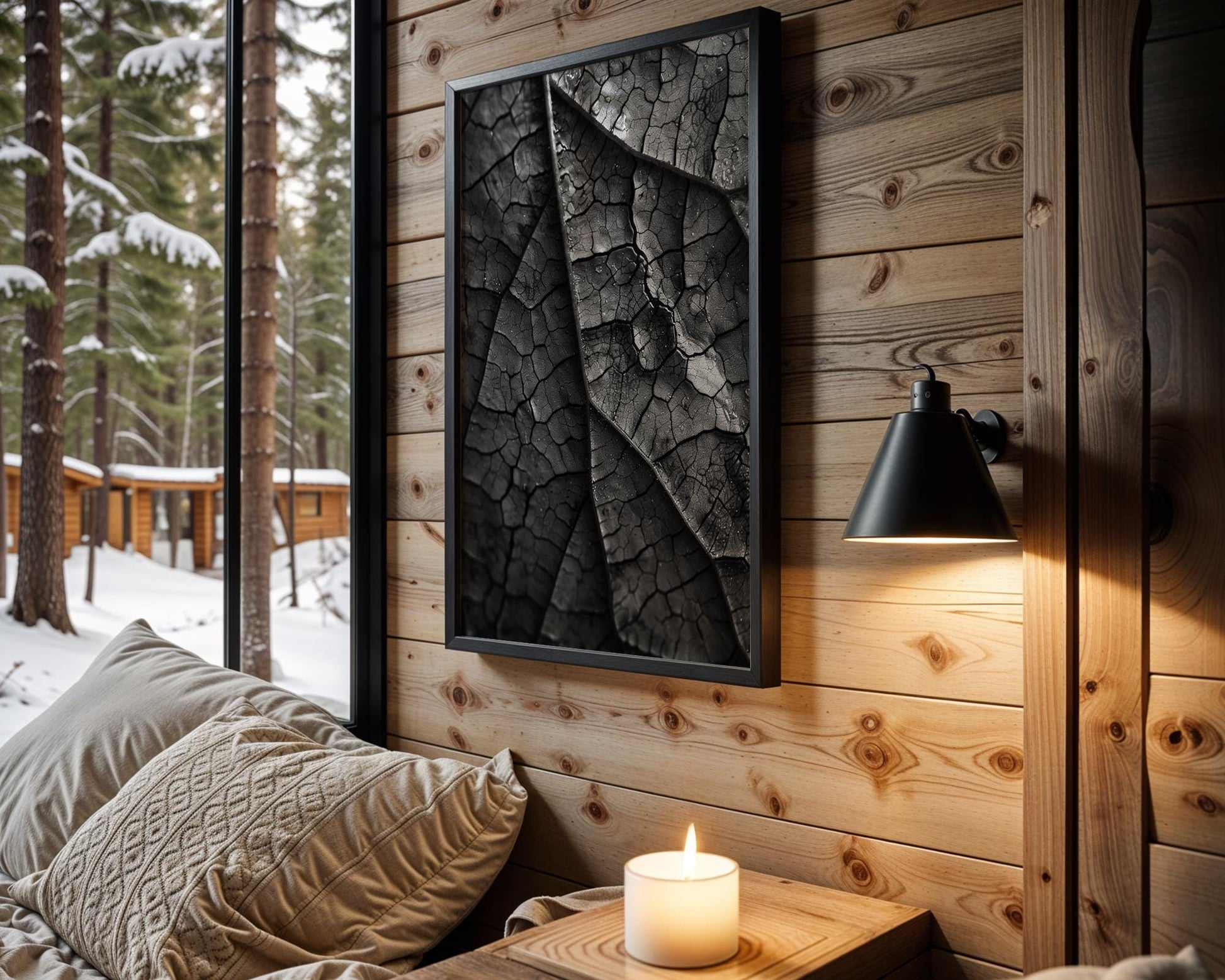 Botanical Photo | Monochrome Leaf Macro Print | Moody  Fine Art Photography wall art print, minimalist black and white poster, modern Scandinavian wall decor, Monohaus