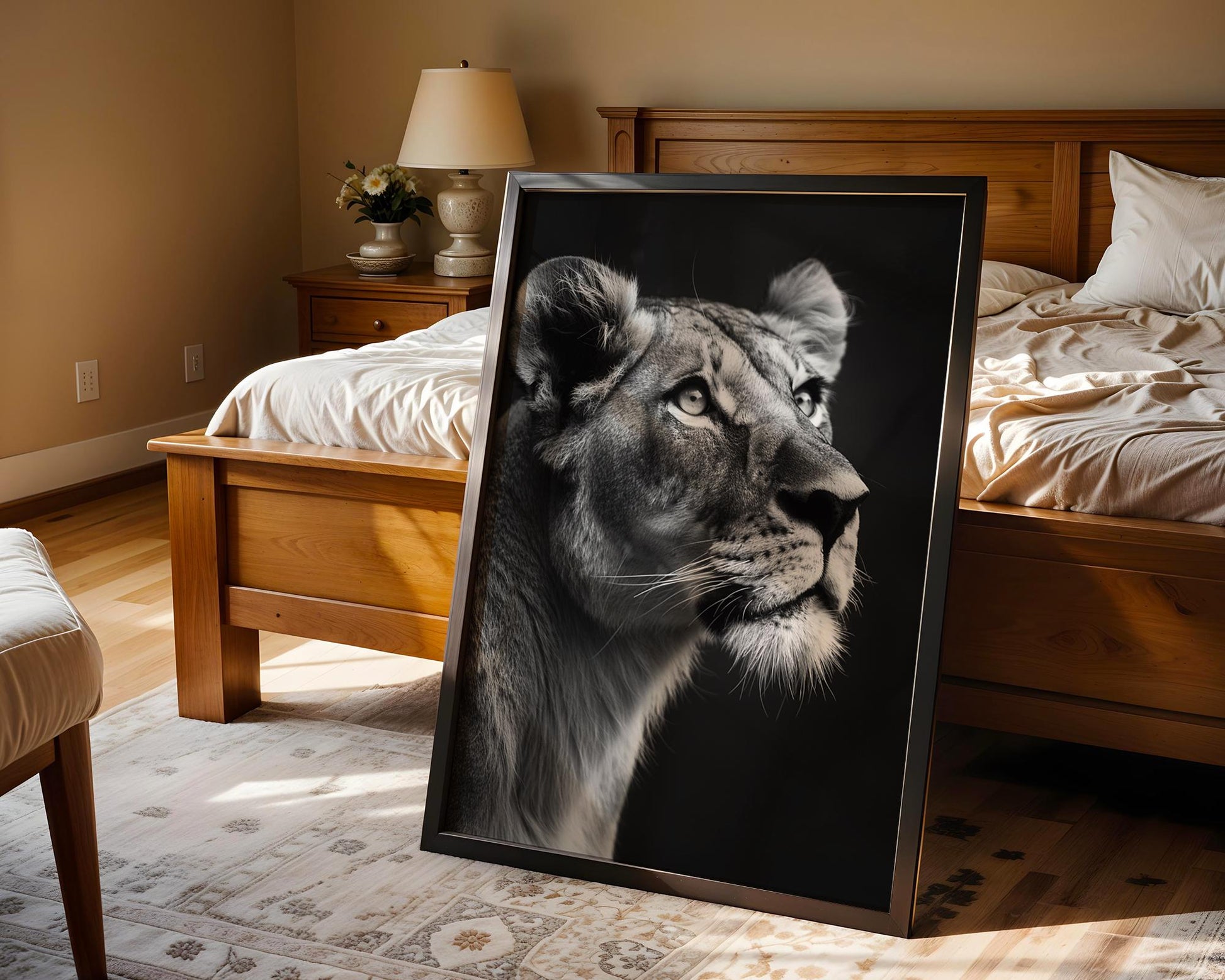 Wildlife Poster | Lioness Black & White Photography Print | Minimalist Safari Wall Art wall art print, minimalist black and white poster, modern Scandinavian wall decor, Monohaus