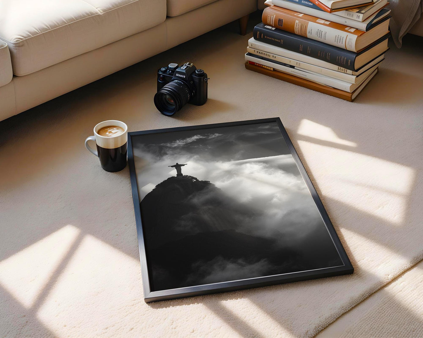 World Landmark | Christ the Redeemer Print | Black and White Rio Photography wall art print, minimalist black and white poster, modern Scandinavian wall decor, Monohaus
