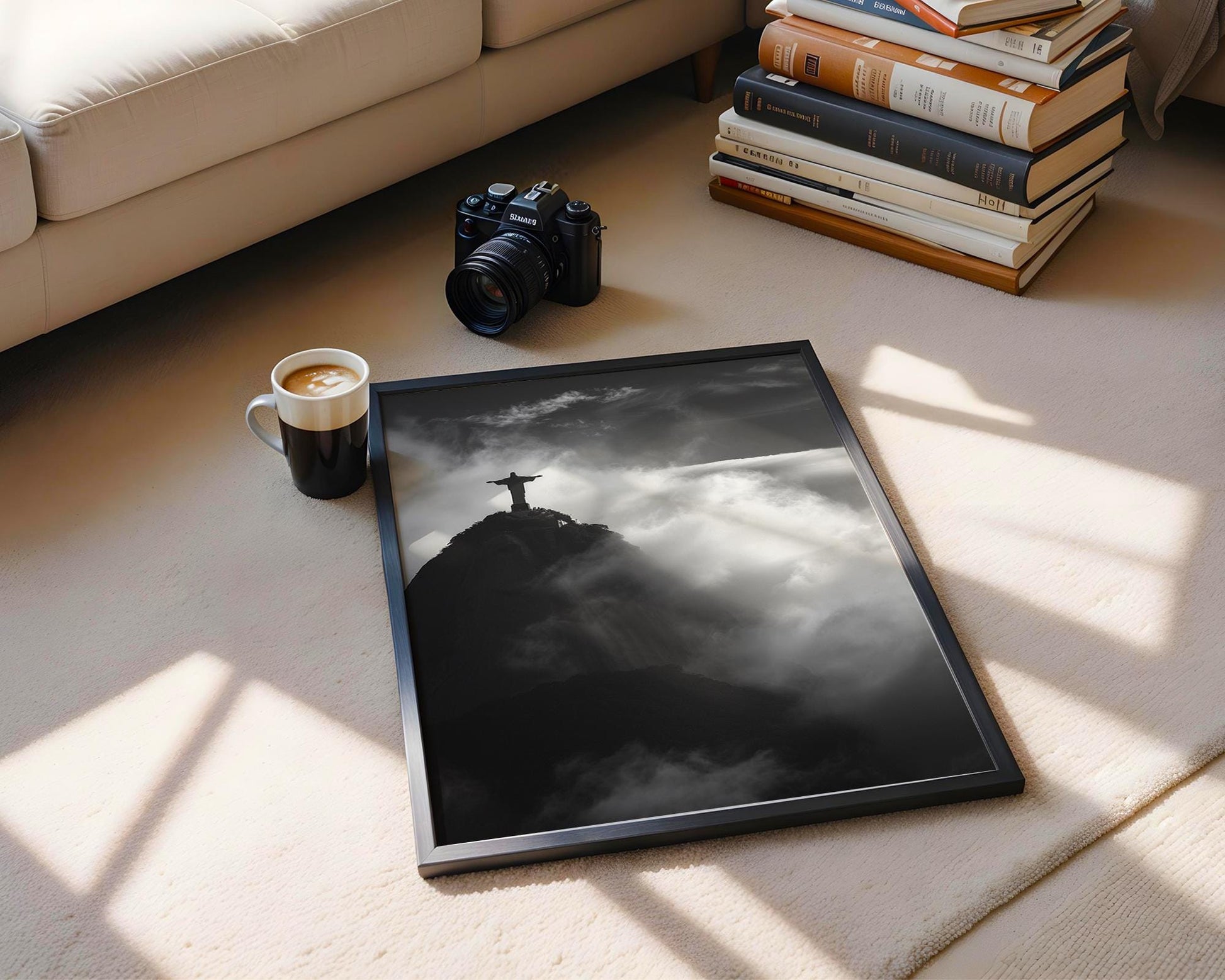 World Landmark | Christ the Redeemer Print | Black and White Rio Photography wall art print, minimalist black and white poster, modern Scandinavian wall decor, Monohaus