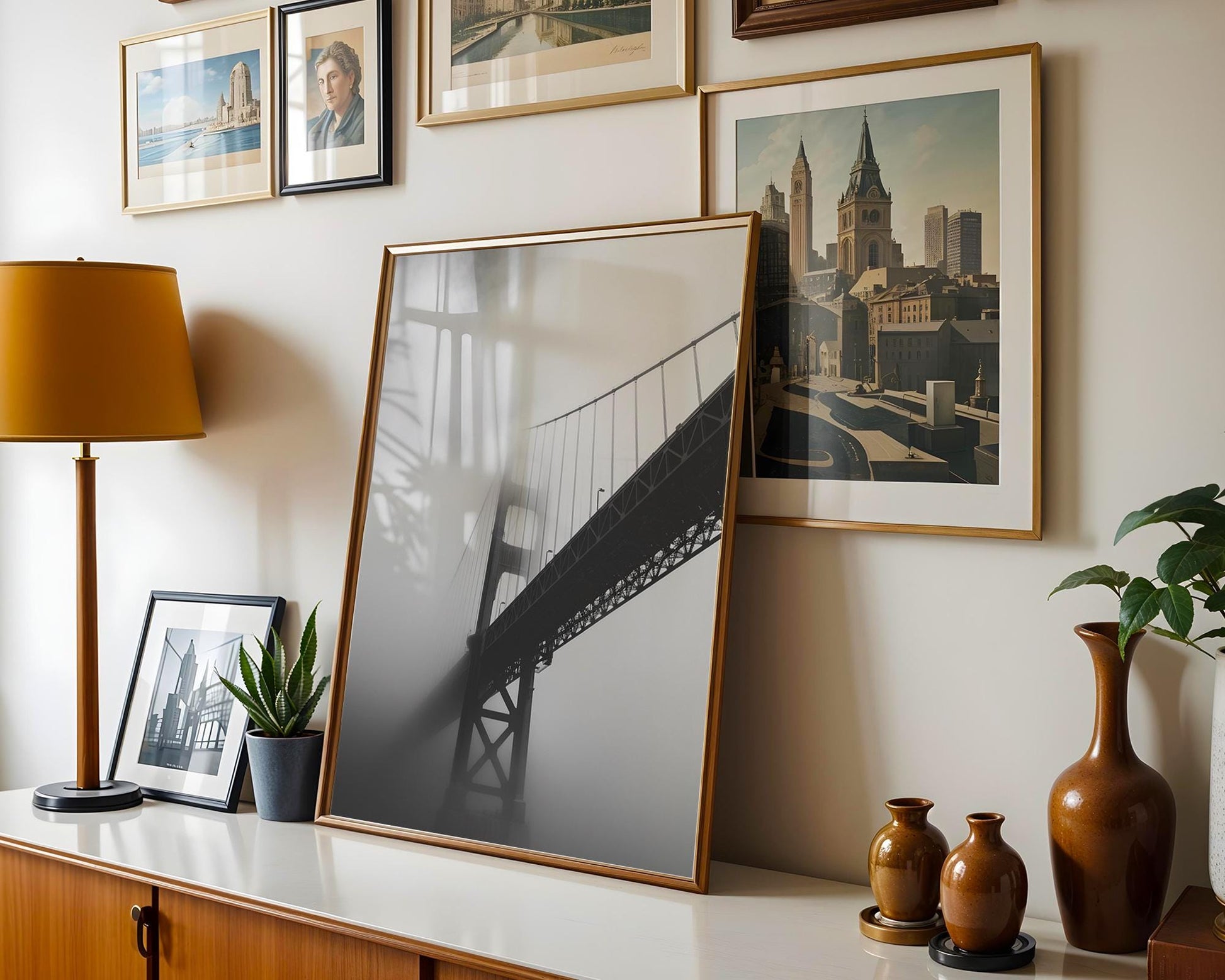 World Landmark | Golden Gate Bridge Photography Print | Moody Black and White Wall Art wall art print, minimalist black and white poster, modern Scandinavian wall decor, Monohaus