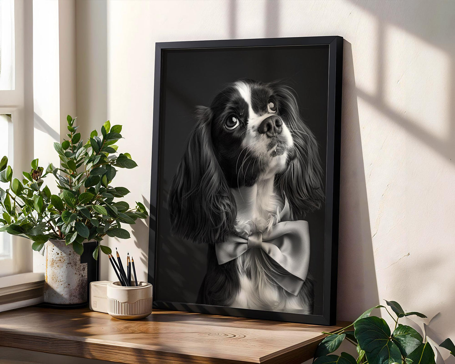 Dog Photography Cavalier King Charles Spaniel Portrait | Modern Black and White Pet Home Decor wall art print, minimalist black and white poster, modern Scandinavian wall decor, Monohaus