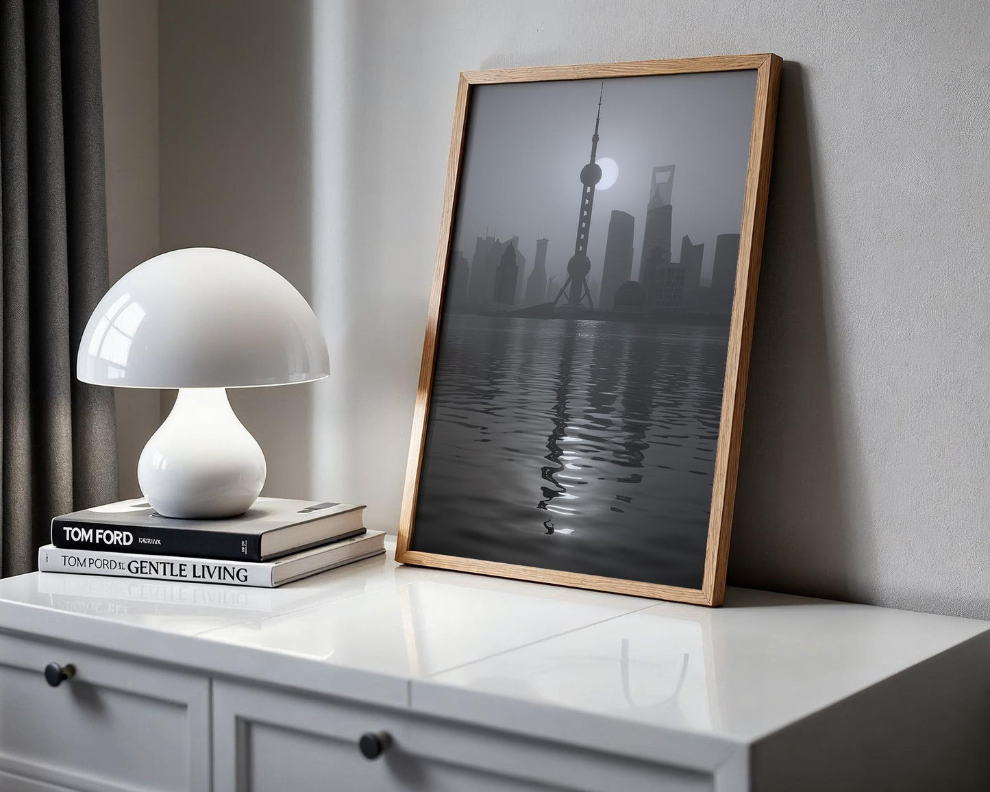 World Landmark | Shanghai Black and White Skyline Photography Print | Minimalist Cityscape Wall Art