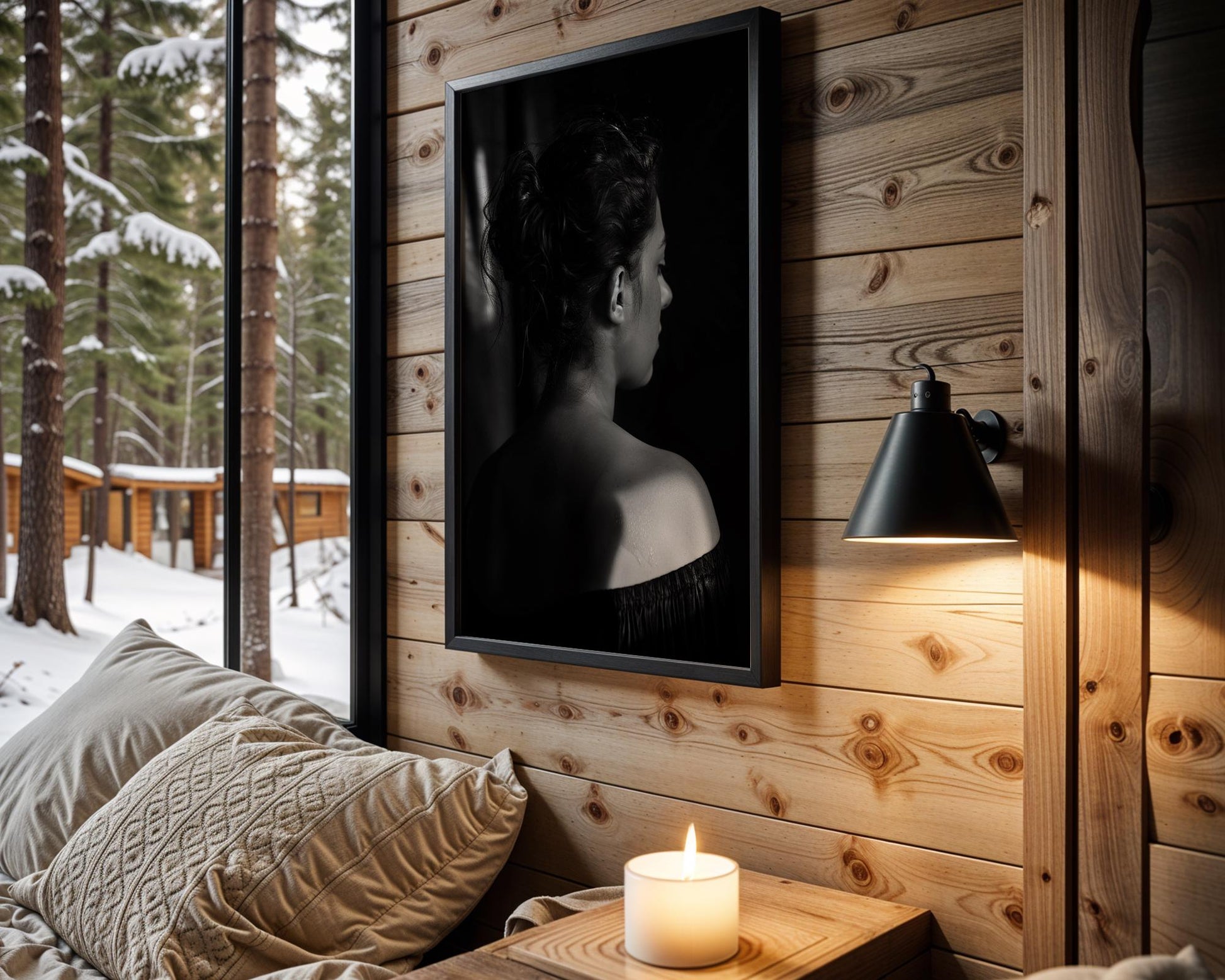 Minimal Wall Art Woman Silhouette Print | Black and White Fine Art Photography wall art print, minimalist black and white poster, modern Scandinavian wall decor, Monohaus