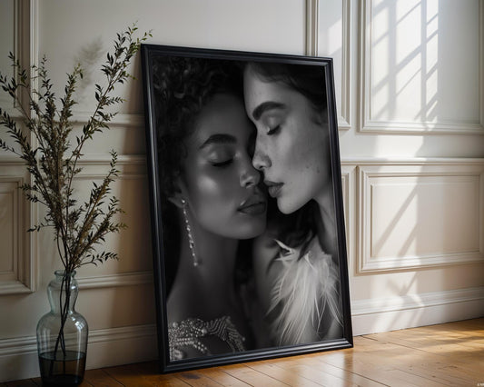 Minimal Wall Art Intimate Portrait Art Print | Black and White Female Photography wall art print, minimalist black and white poster, modern Scandinavian wall decor, Monohaus