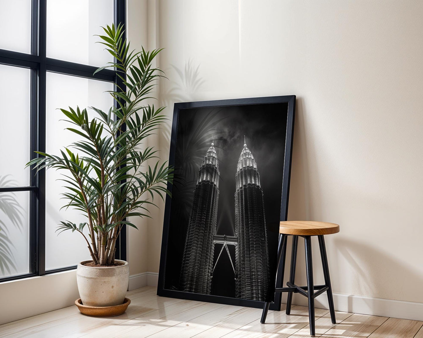 World Landmark | Petronas Towers Photography Print | Kuala Lumpur Black and White Skyline Art wall art print, minimalist black and white poster, modern Scandinavian wall decor, Monohaus