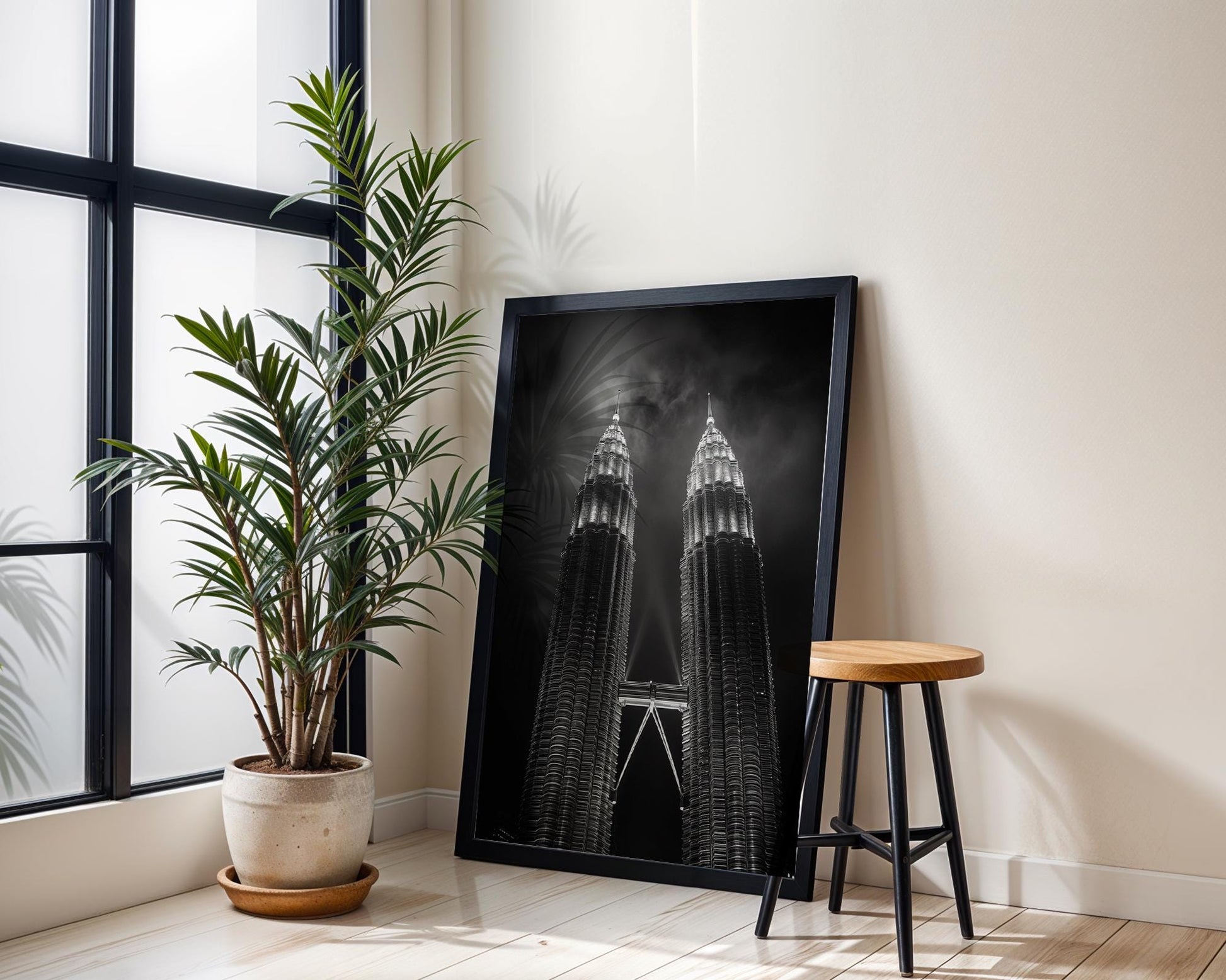 World Landmark | Petronas Towers Photography Print | Kuala Lumpur Black and White Skyline Art wall art print, minimalist black and white poster, modern Scandinavian wall decor, Monohaus