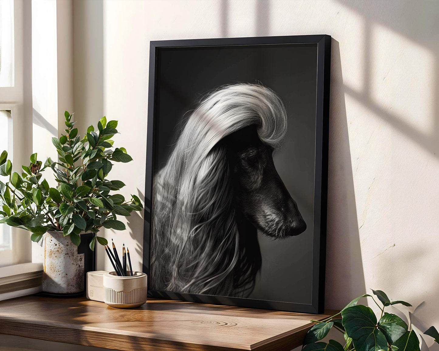 Dog Photography Afghan Hound Art Print | Black and White , Minimalist Decor wall art print, minimalist black and white poster, modern Scandinavian wall decor, Monohaus