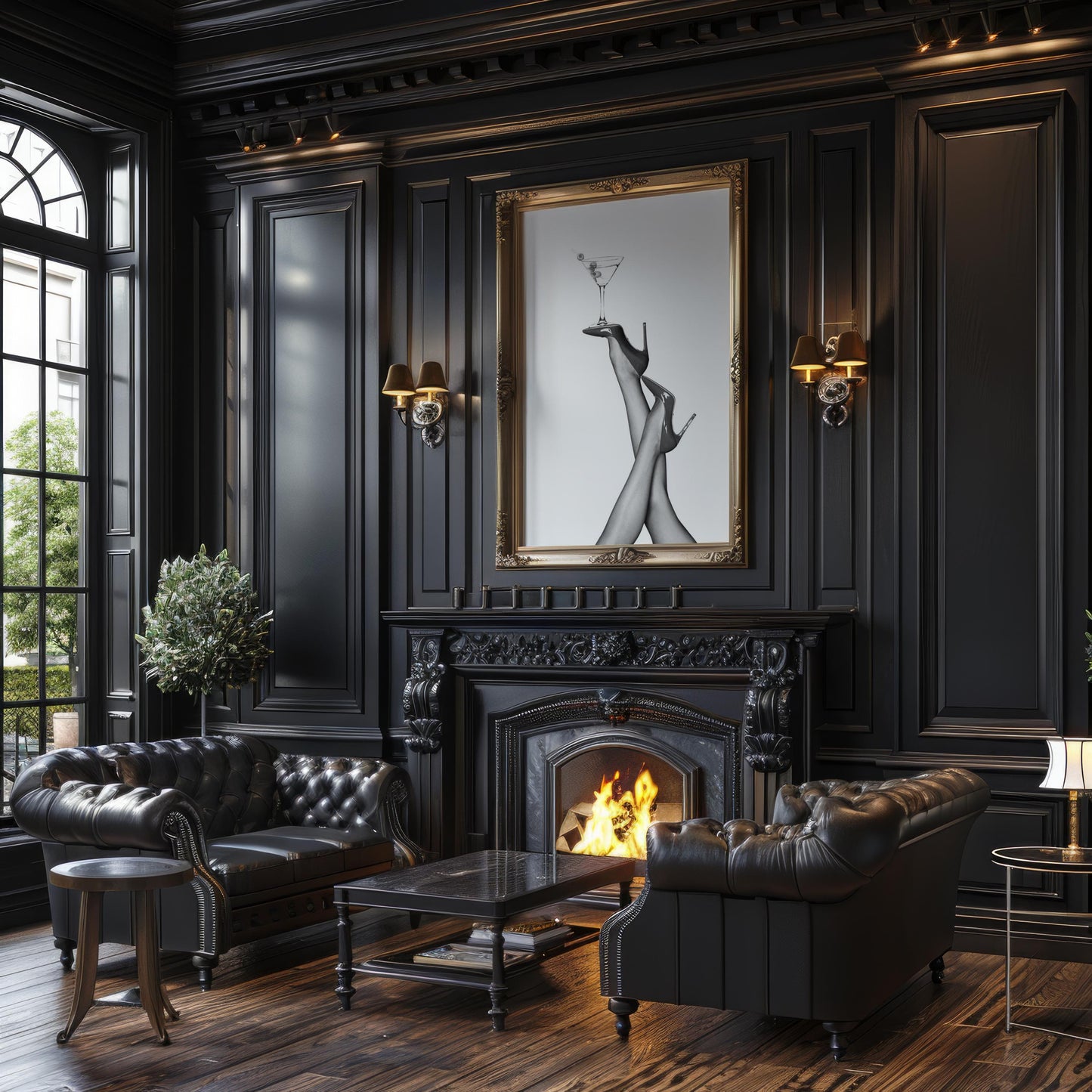 Designer Wall Art | Martini & Heels Print | Black and White Fashion Home Decor wall art print, minimalist black and white poster, modern Scandinavian wall decor, Monohaus