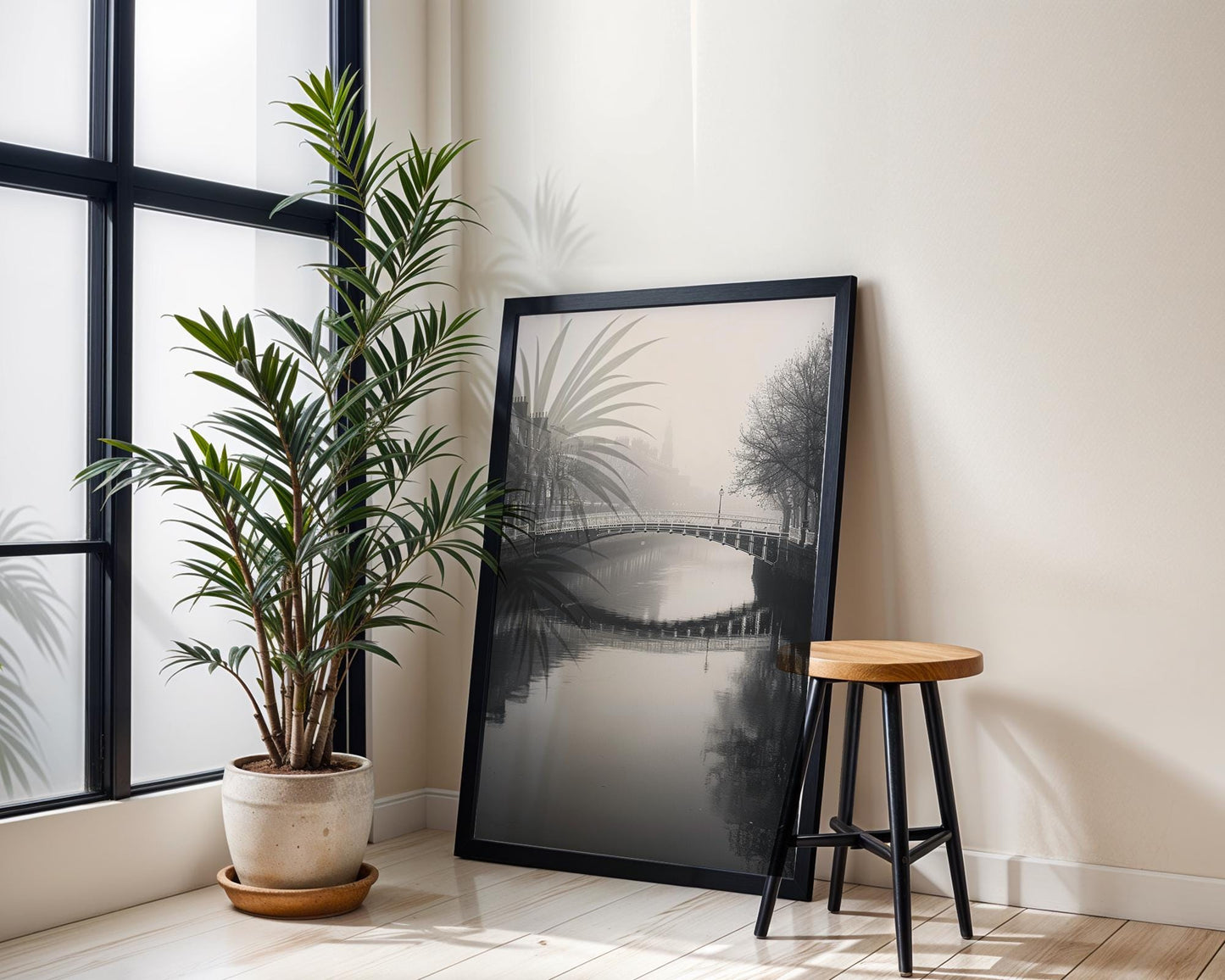 World Landmark | River Liffey Dublin Print | Black and White Minimalist Photography wall art print, minimalist black and white poster, modern Scandinavian wall decor, Monohaus