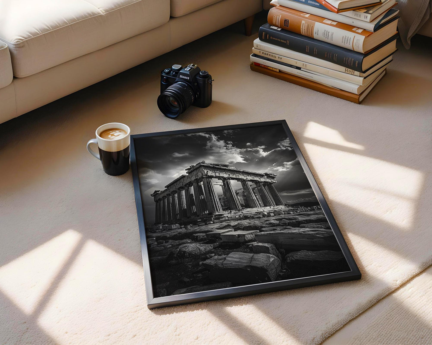 World Landmark | Parthenon Print | Athens Landmark, Monochrome Architecture Wall Art