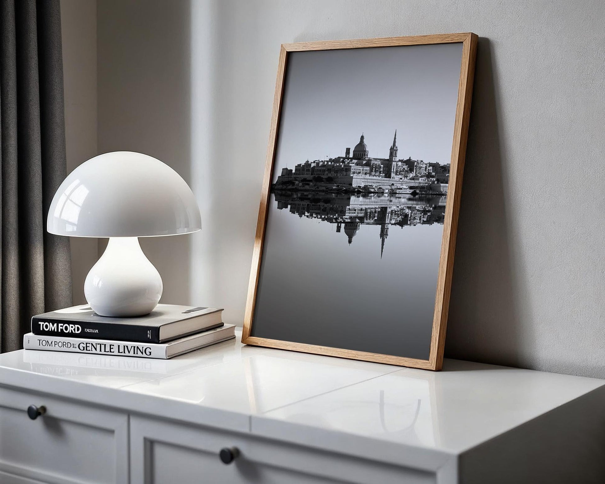 World Landmark | Valletta Malta Print | St Paul's Cathedral Black and White Photography wall art print, minimalist black and white poster, modern Scandinavian wall decor, Monohaus