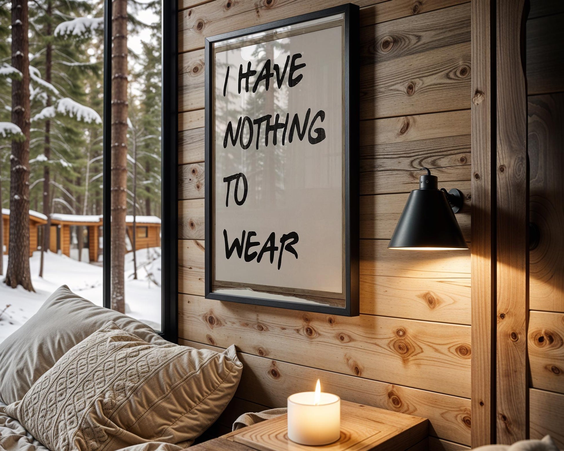 Designer Wall Art | I Have Nothing To Wear Print | Funny Quote, Minimalist Typography typography wall art print, minimalist black and white type poster, modern graphic design decor, Monohaus