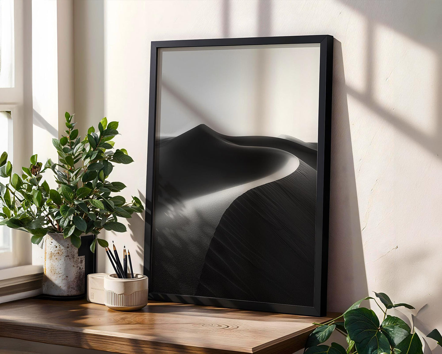 Minimal Wall Art Monochrome Desert Dunes Print | Minimalist Landscape Photography wall art print, minimalist black and white poster, modern Scandinavian wall decor, Monohaus