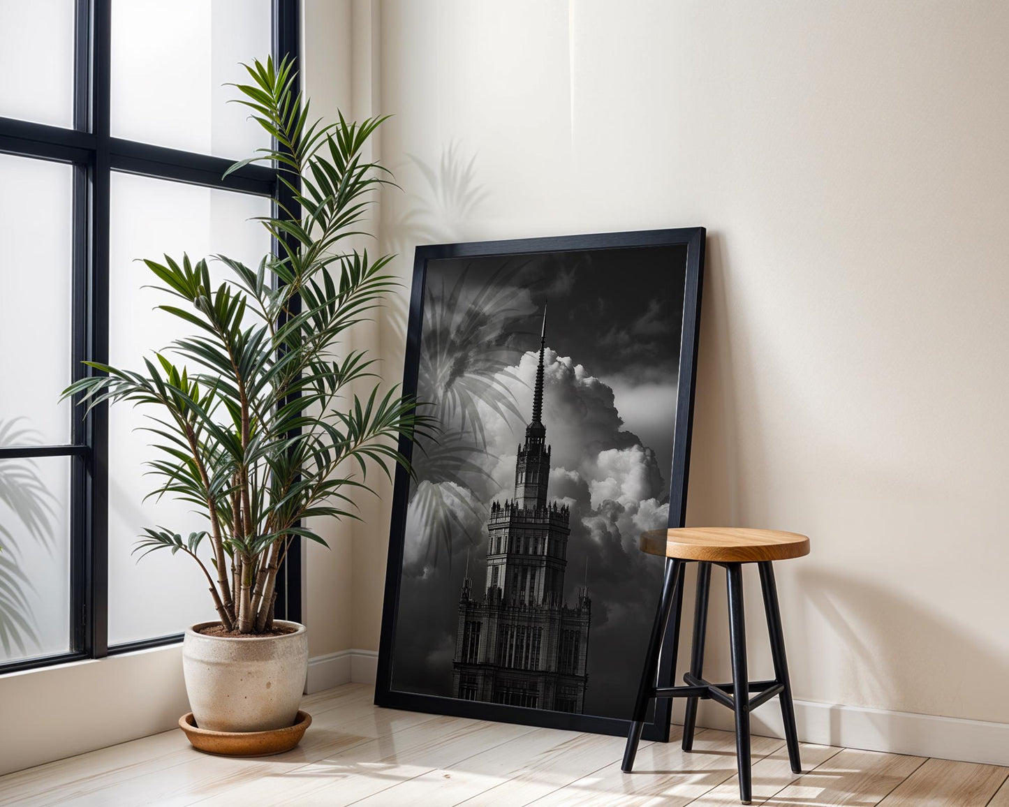 World Landmark | Warsaw Palace of Culture Print | Dramatic Black and White Architecture Photography