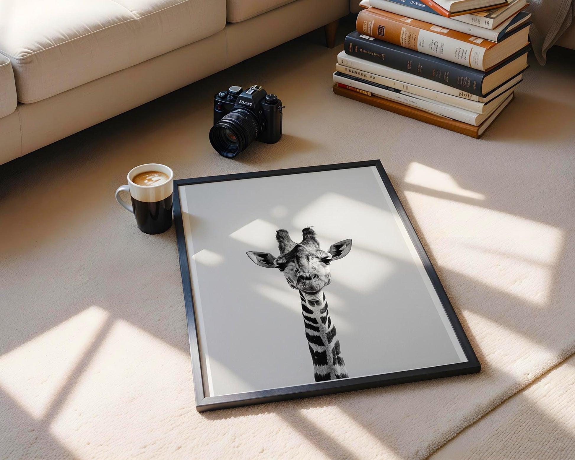 Wildlife Poster | Giraffe Portrait Print • Minimalist Black & White Safari Animal Wall Art wall art print, minimalist black and white poster, modern Scandinavian wall decor, Monohaus